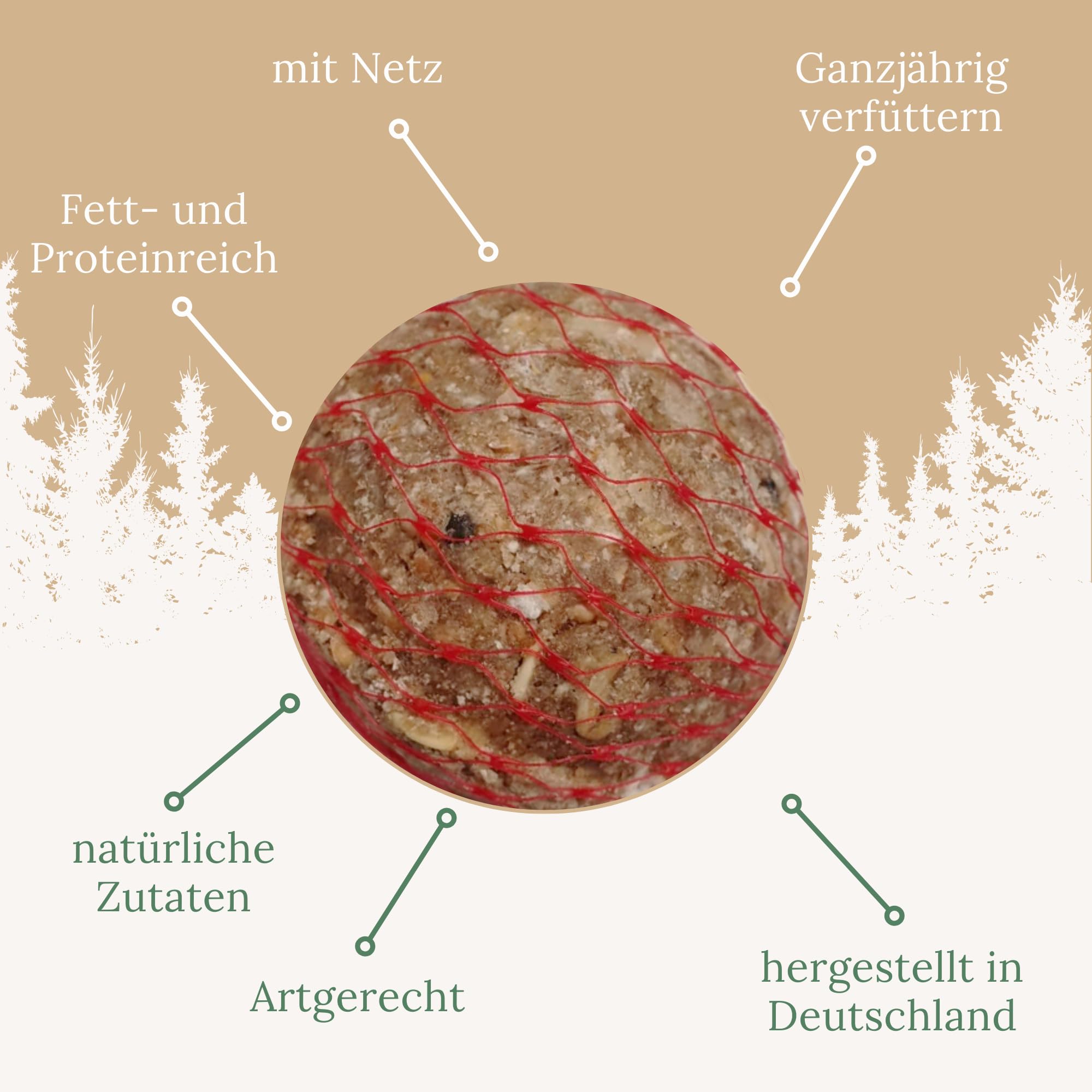 Orni 100 Stück Insektenknödel mit Netz | Leckere Meisenknödel mit Insekten für heimische Wildvögel | ganzjährig für Frühling, Sommer, Herbst und Winter | Fettfutter zum Aufhängen
