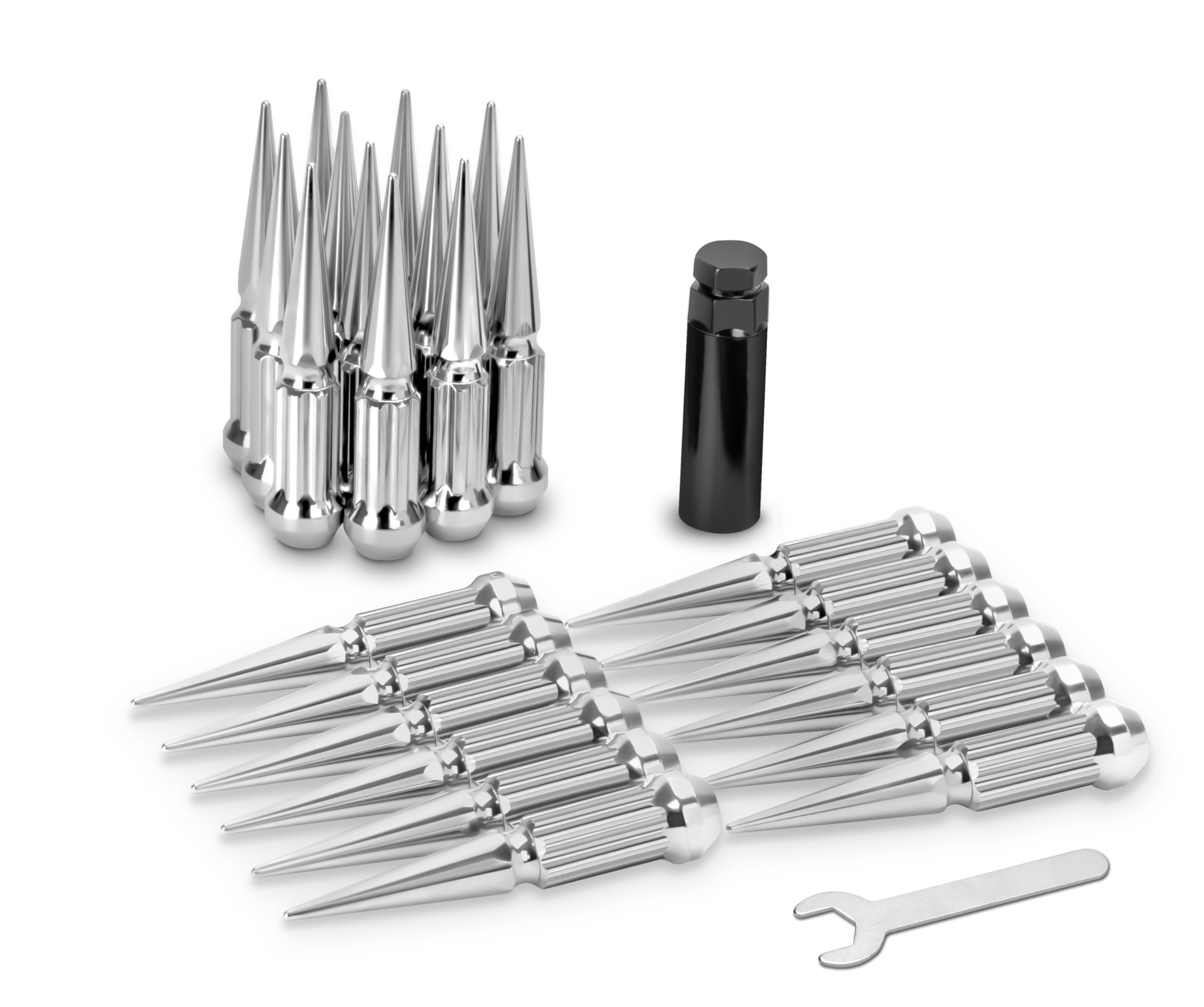 KSP 5"H Longer Spike Lug Nuts,1" Wider Bullet Lugnuts Compatible With Chevy Silverado GMC Sierra 1500 F150 Ram 1500,M14x1.5 Spline Spiked Wheel Nut in