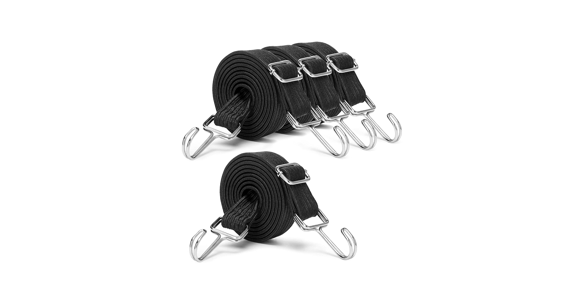 MOLADRI Black Adjustable Bungee Cords with Hooks Set,80