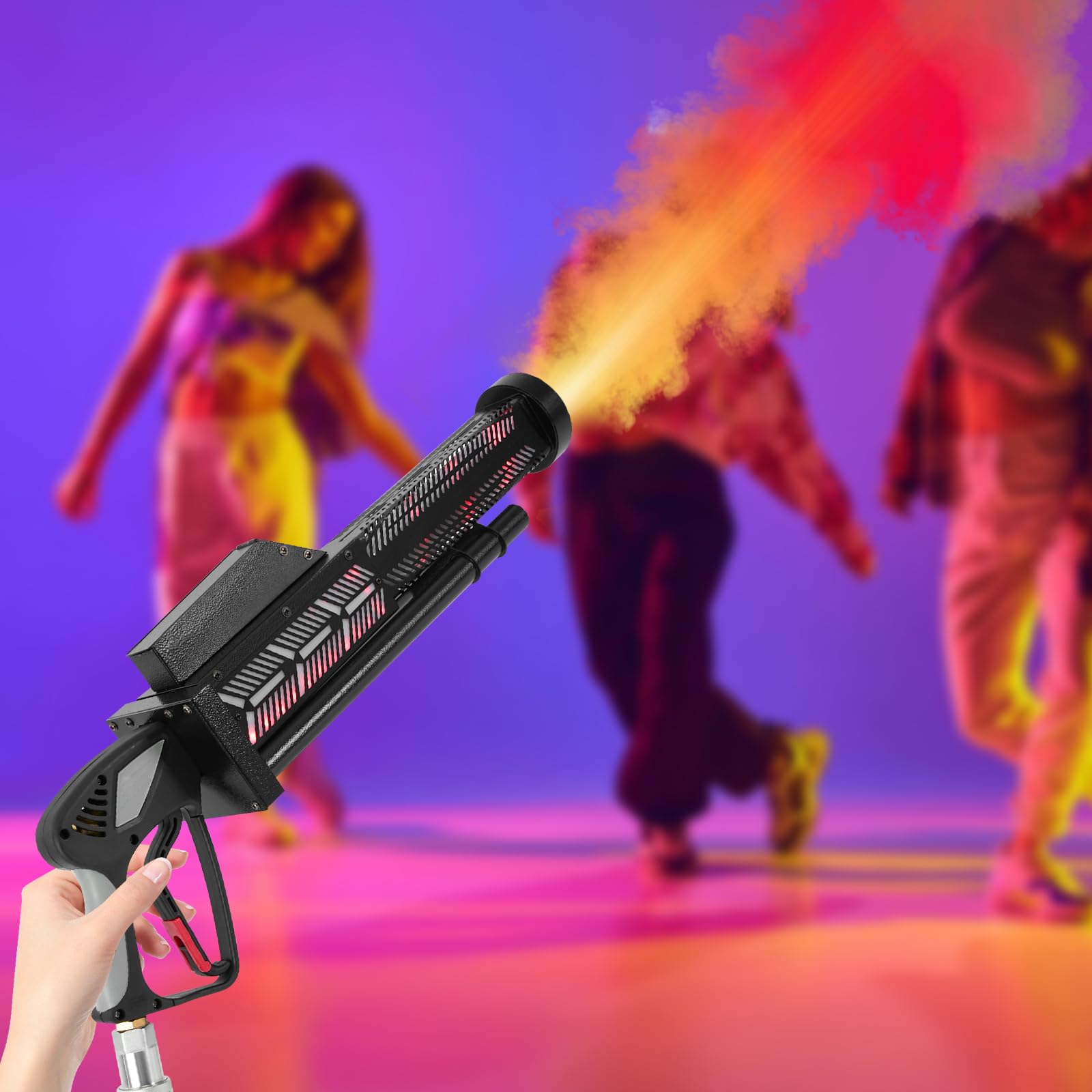 CO2 Handblaster, CO2 Jet Machine Hand CO2 Cannone con perline LED, distanza di iniezione di fumo, 58 cm, 4 moschettoni, per KTV, riunioni di famiglia, matrimonio, compleanno, Halloween, Capodanno