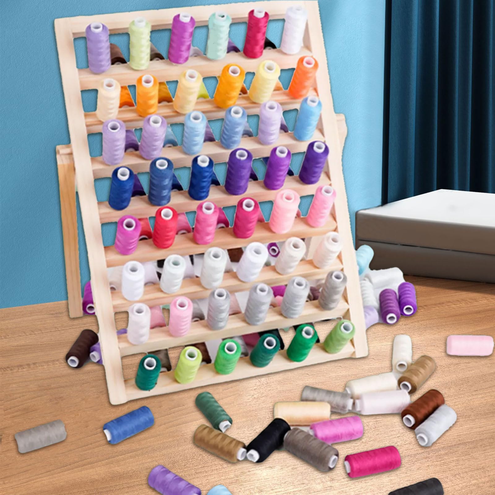 PANGBOER Support d'organisation de couture et de broderie en bois pour organiser les fournitures de couture et de matelassage