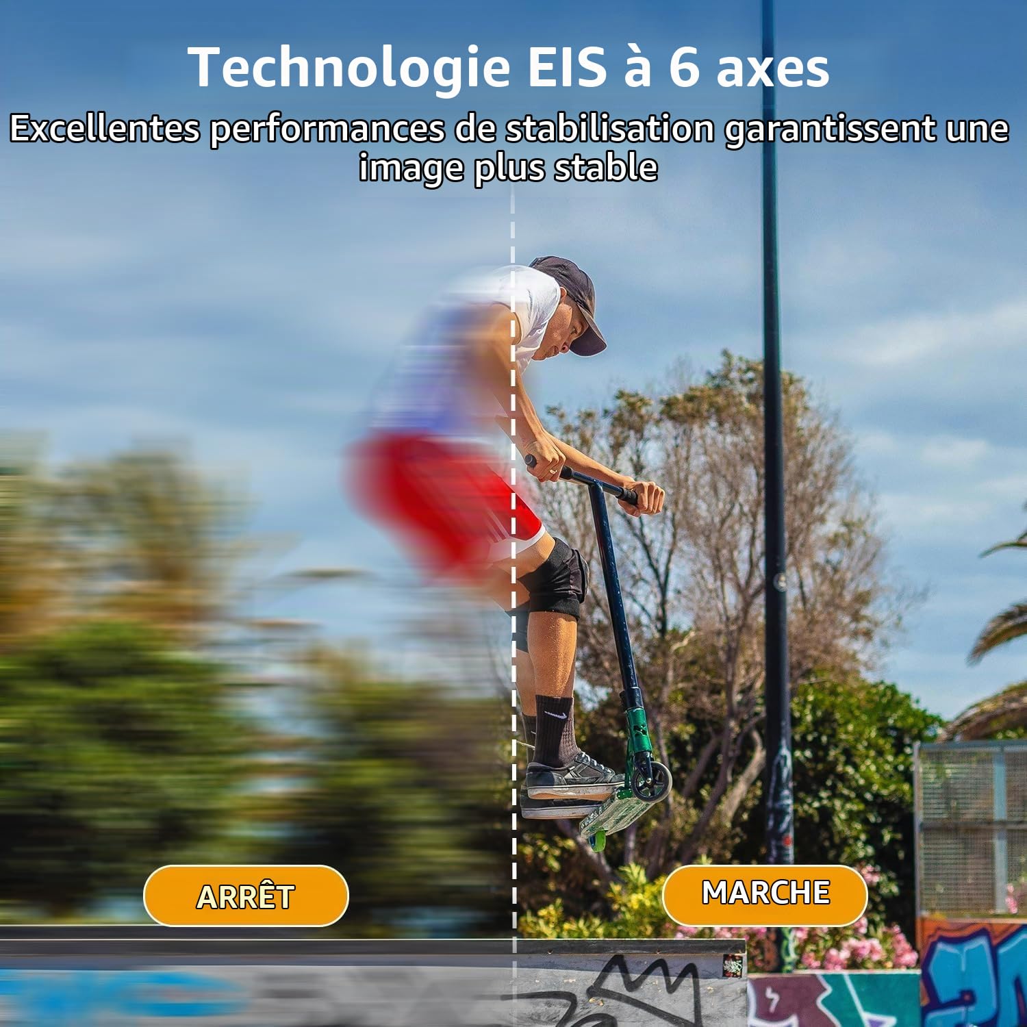 Apexcam Caméra Sport 4K 60FPS 64MP WiFi Étanche Écran Tactile Action cam | Stabilisation EIS, Waterproof 40M, Étui de Rangement, 2 Batterie 1350mAh, Télécommande, Kit Accessoires pour sports camera