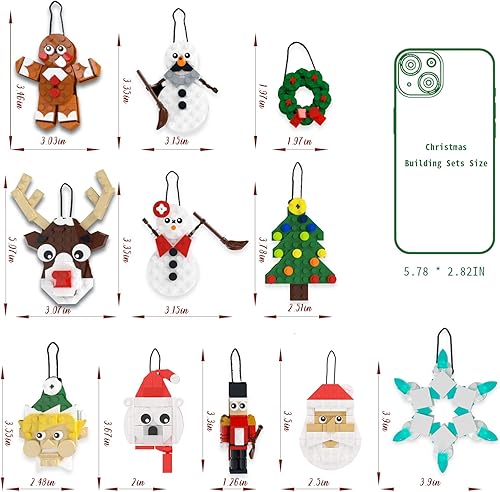 Miniatura 3 de Kit de construcción de adornos de Navidad, árbol de Navidad, corona, Papá Noel, muñeco de nieve, pan de jengibre, reno, cascanueces, copo de nieve