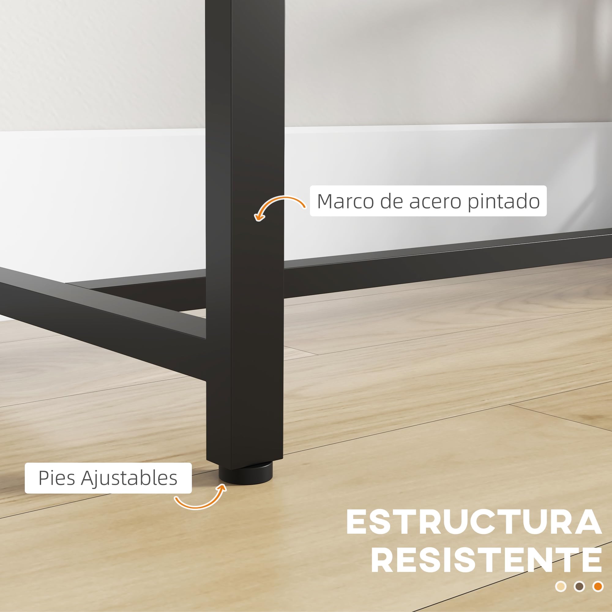 HOMCOM Mesa Alta Cocina Bar para 2 Personas 120x40x105 cm Marrón y Negro | Con 3 Estantes, Mesa Alta Bar Rectangular, Patas de Acero, para Salón, Comedor