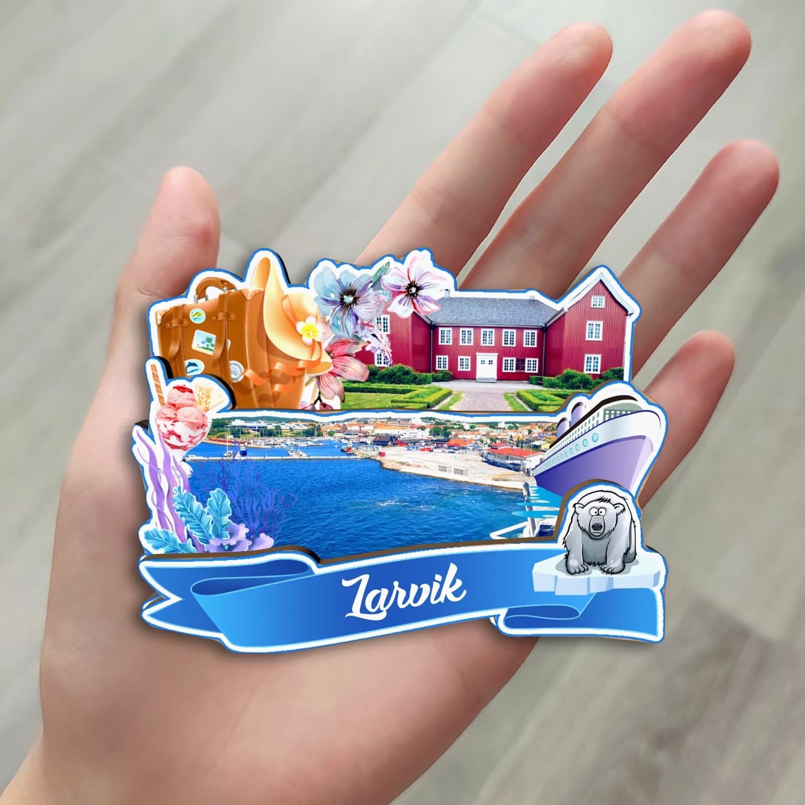 Nordkapp Norvegia Souvenir Da Viaggio In Resina Con Magnete Per