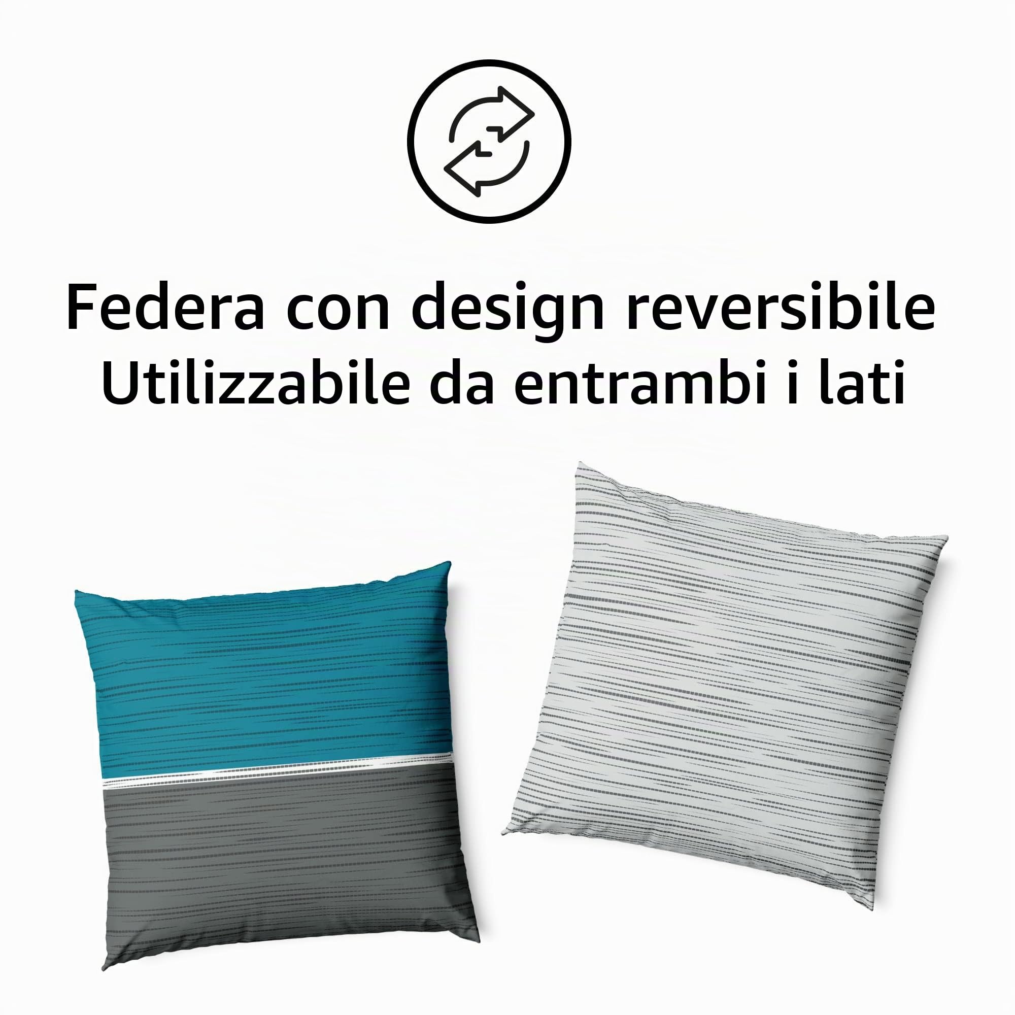 LARAWELL Biancheria da letto 135 x 200 cm, in cotone, per tutto l'anno, colore: blu e grigio a righe