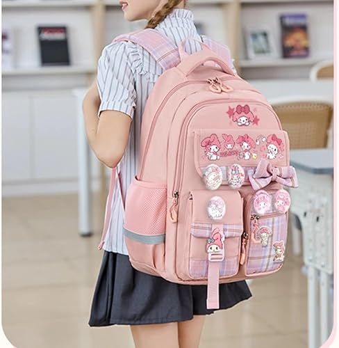 Miniatura 9 de Mochila Kawaii con 23 piezas de accesorios de anime de dibujos animados antirrobo estética de viaje nuevo semestre bolsa de regalos, Rosado,