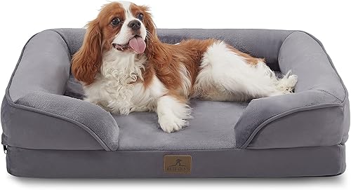 Miniatura 18 de Bedfolks Cama ortopédica para perros, sofá cama impermeable para perros medianos, sofá cama de espuma de huevo para mascotas con funda extraíble