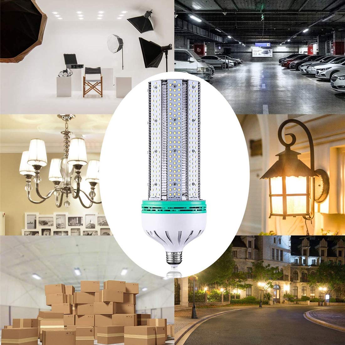 Lampadina LED Mais Ad Alta Luminosità Lampadina LED 100W / 10000LM (Equivalente 500W) Durata della Vita LED 25000 Ore Lampadina Base Edison Standard E26 per Garage,Pure White,250W