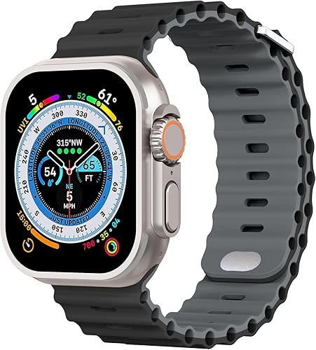 Compatible con correas de reloj Apple Watch Ocean de 1.496 in 1.575 in 1.614 in 1.654 in 1.732 in 1.772 in 1.929 in, correa deportiva de silicona