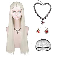 Vista 19 de Peluca rubia larga con trenzas de Probeauty, para cosplay, incluye casquillo de peluca, talla única