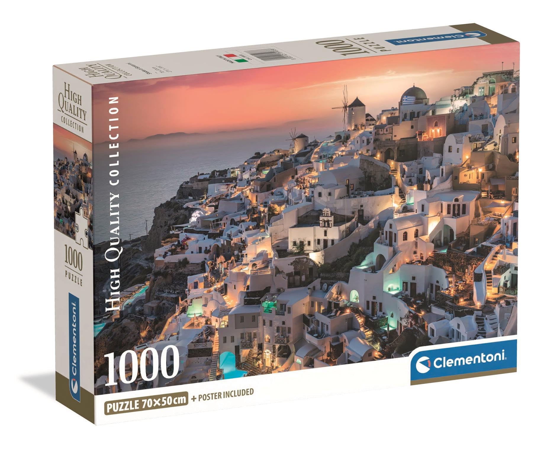 Clementoni Jigsaw Puzzle 1000 pieces Collection Shades of Santorini, Puzzle for Adults 14-99 Years, Compact box, Made in Italy, 39933