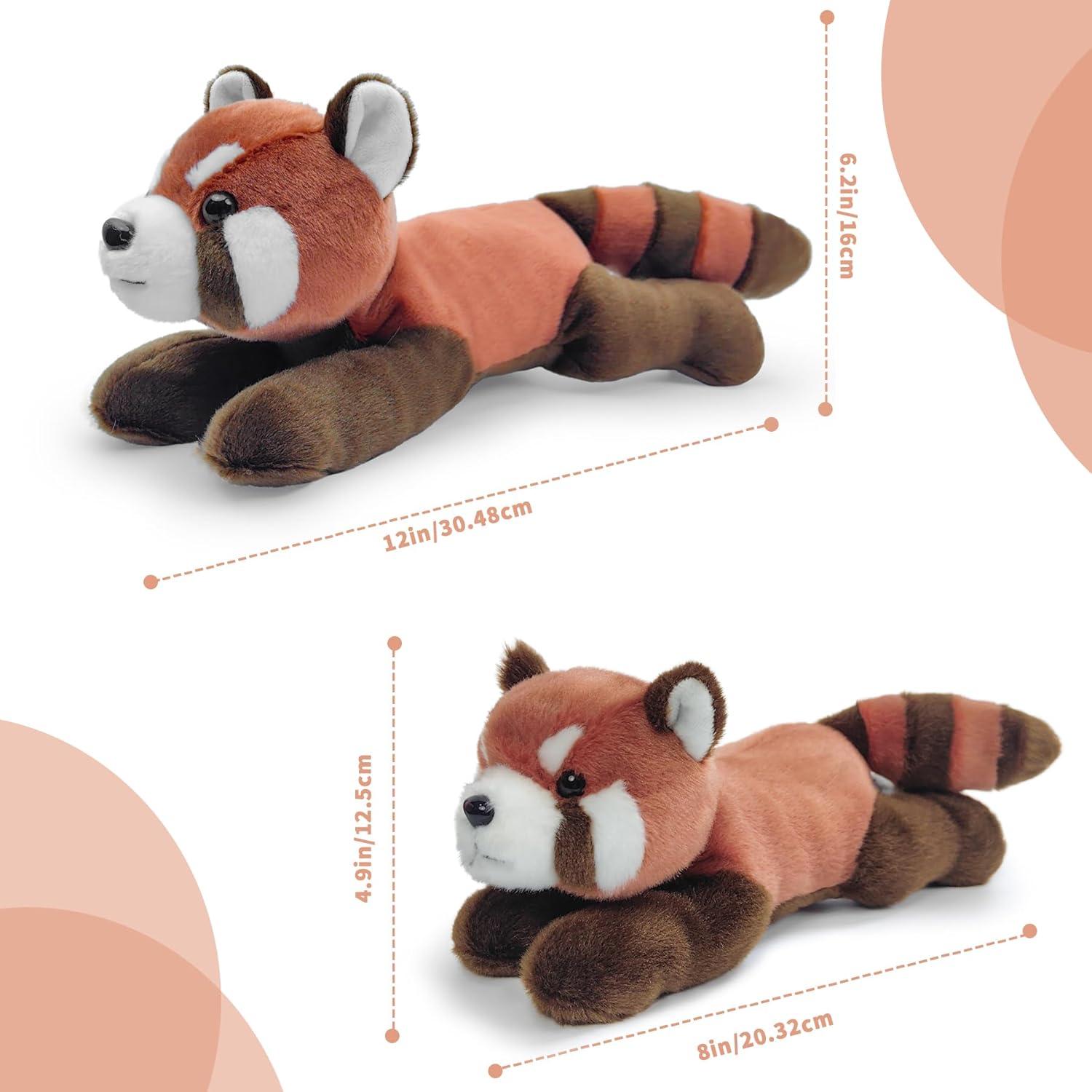 Stuffed Animal for Kids,8 inch Realistic Animal Plush Toy Lying Down Posture Animals,Plush for Boys Girls Adult Birthday Hug Teaching(Lesser Panda)