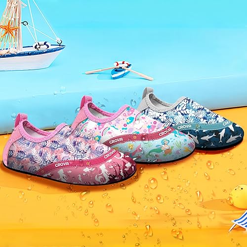 Miniatura 7 de CROVA Zapatos de agua para niños pequeños, calcetines acuáticos de secado rápido, antideslizantes, zapatos deportivos para niños y niñas pequeños