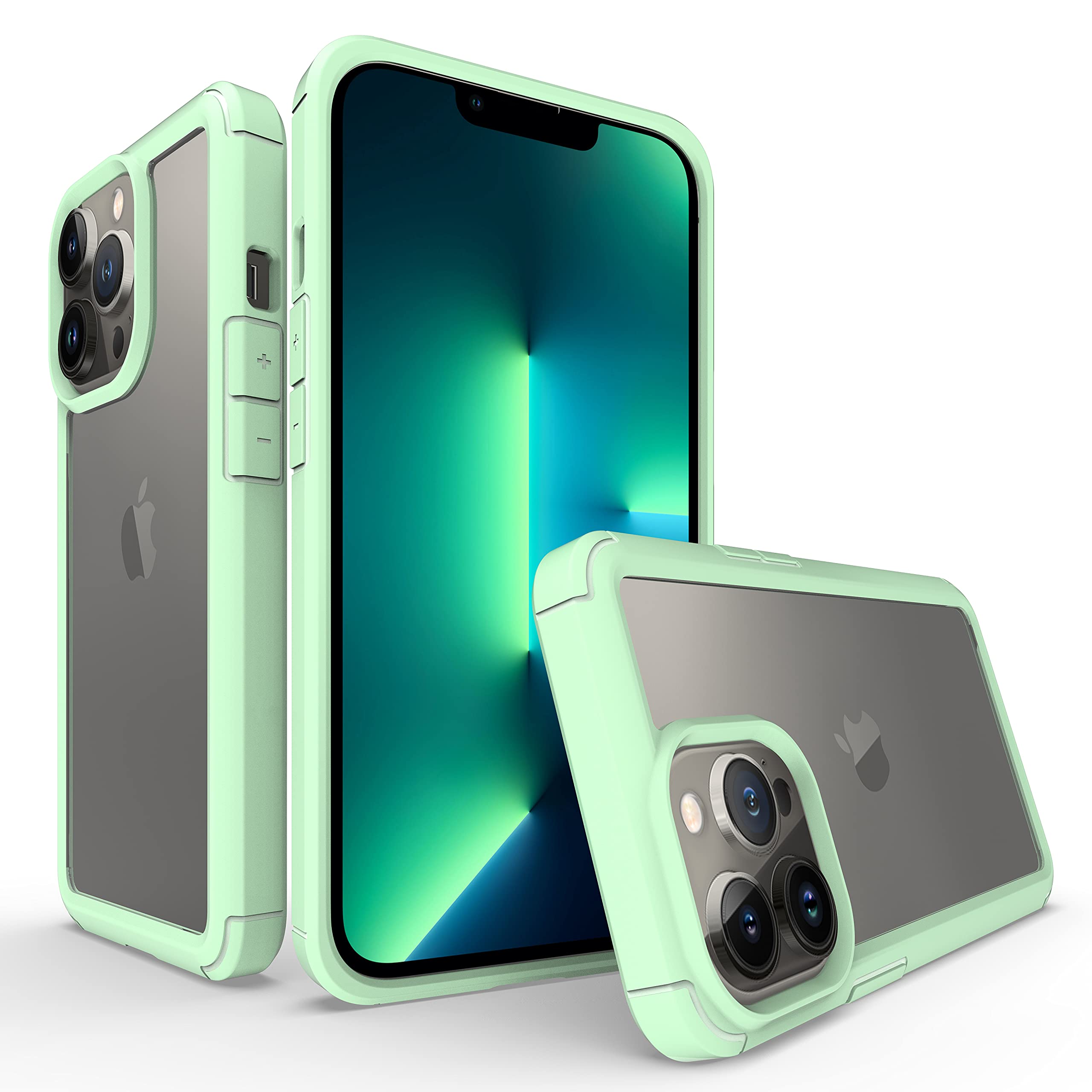 TEAM LUXURY iPhone 13 Pro Case, [UNIQ Series] Clear Shockproof, Rugged Anti-Drop Hybrid Protective Phone Cases Cover Compatible with Apple iPhone 13 Pro 6.1” for Women & Men (Soft Mint/Clear)