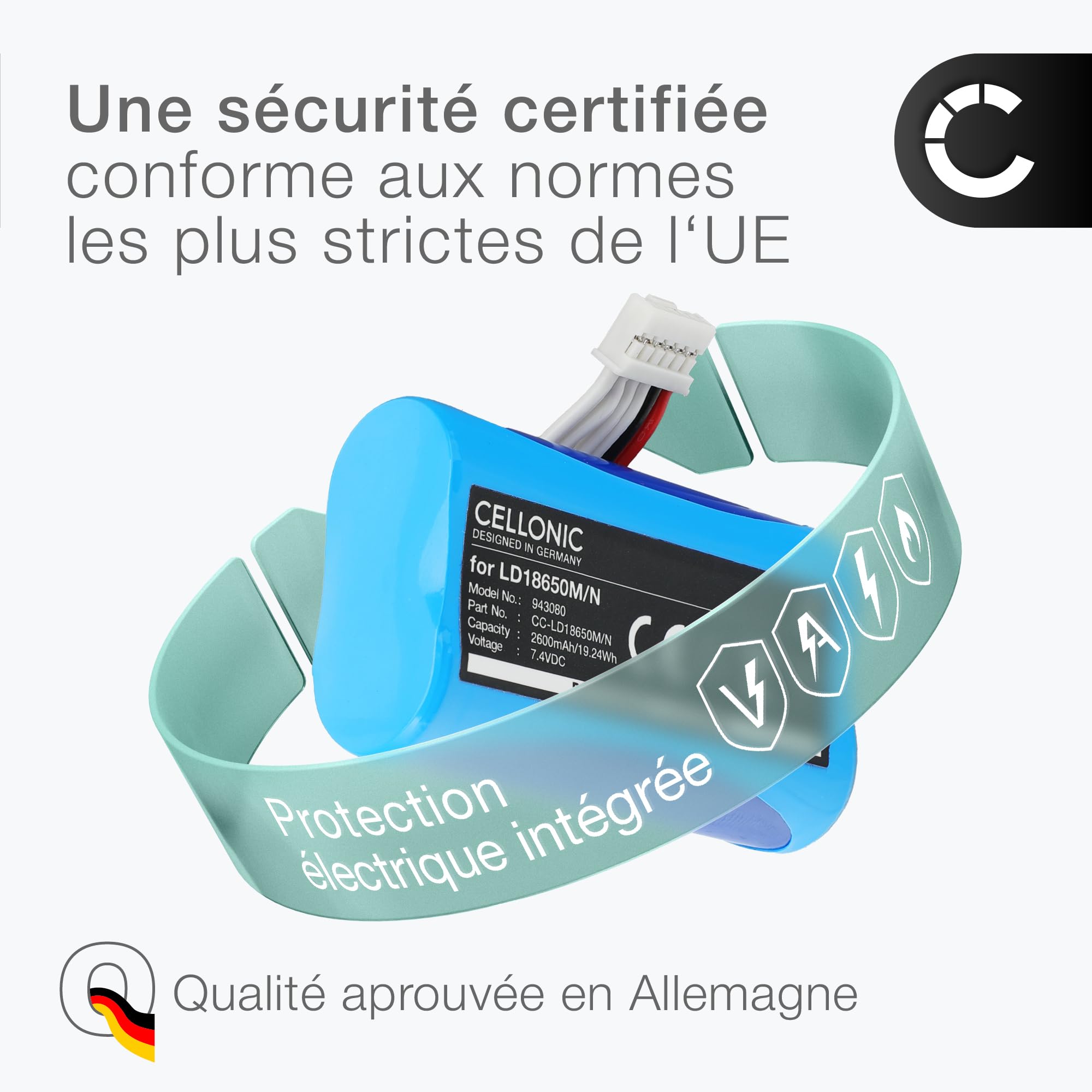 CELLONIC 1x Batterie pour Terminal de paiement/TPE Compatible avec Ingenico AXIUM DX8000, AXIUM DX4000, Landi A8s - (2600mAh, 7.4V)