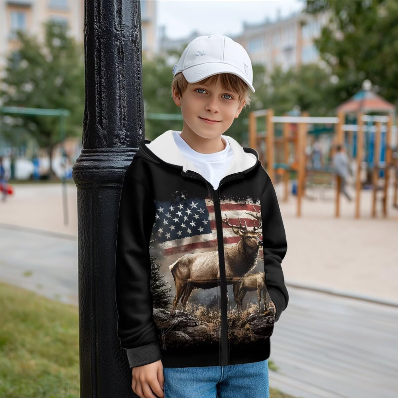 Xoenoiee Sudadera con capucha para niños y niñas, con cremallera, manga larga, con bolsillo, para invierno y otoño