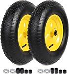 AR-PRO (2-Pack) 4.10/3.50-4" Tire and Wheel Flat Free - 10" Solid Rubber Tires Wheel with 5/8" Bearings and 2.2" Offset Hub - Perfect for Wheelbarrow, Hand Truck, Garden Carts, Yard Wagon Dump Cart | 5/8" Axle Bore Hole Bearings, 2.2" Offset Hub, for