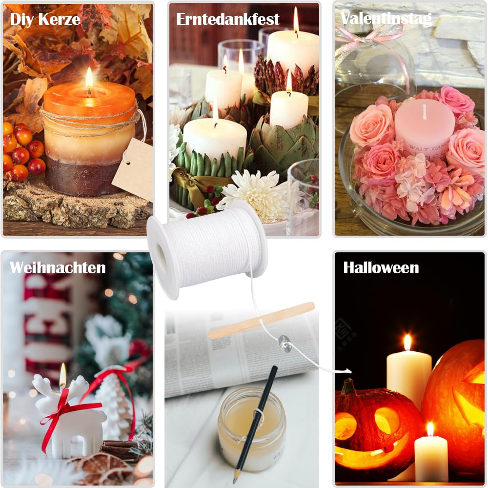 Set Di Stoppini per Candele, 6100 Cm, in Cotone per Candele