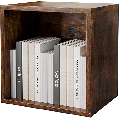 FUSUNBAO Magic DIY Cube Storage Organizer Stackable Cubes for Home Books Clothes Toy-Modular Cubby Storage System-Office Cubical-Bookcase Closet (Antique Brown, General Cube)