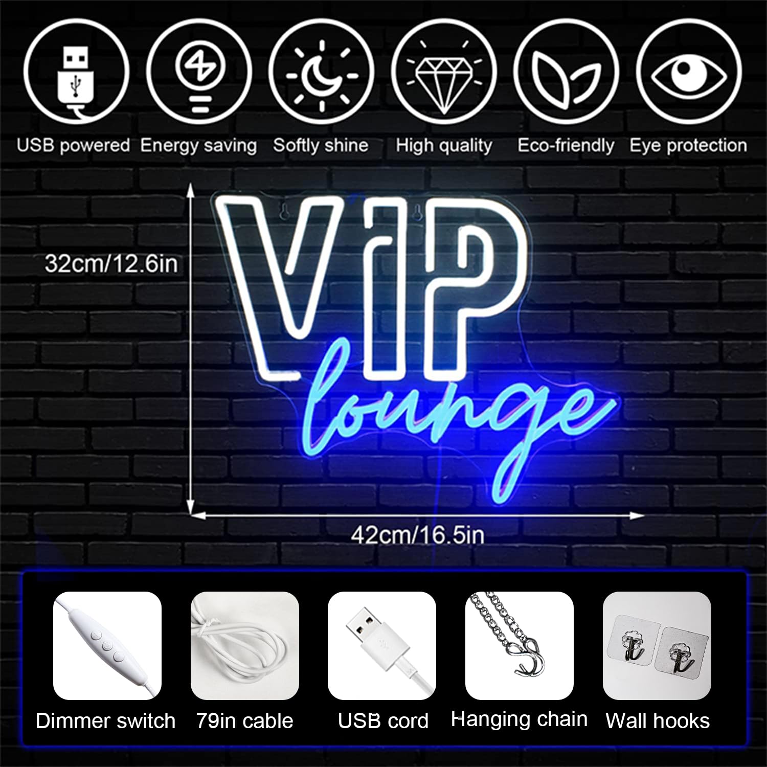 Horseneon VIP Lounge Neon Signs for Wall Decor, VIP Neon Lights