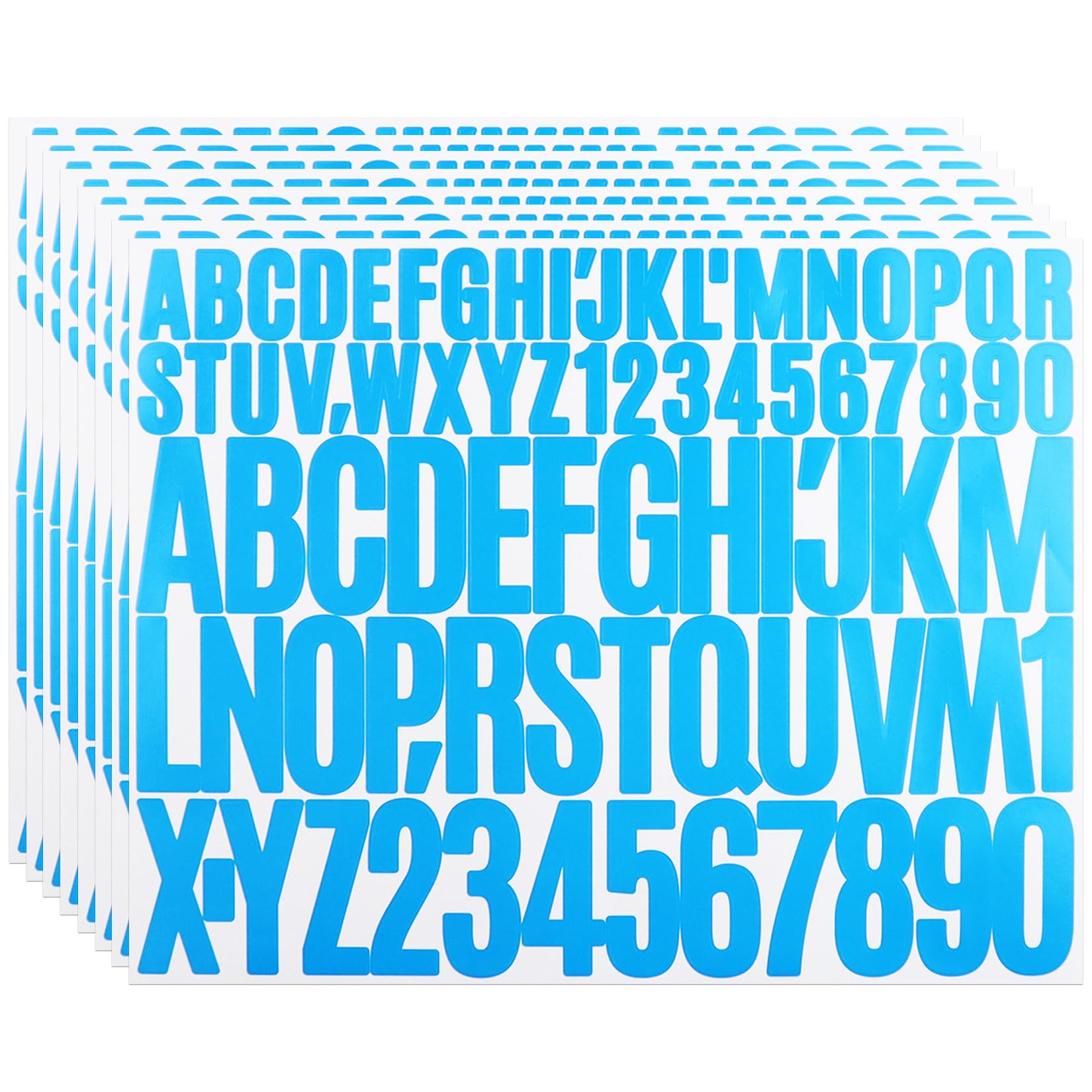 Photo 1 of 1 Inch & 2 Inch Letter Number Stickers, Luenhego 8 Sheets Waterproof Capital Alphabet Numbers Symbol Stickers for Scrapbook, Mailbox, Outdoor, Crafting, House Number - Blue