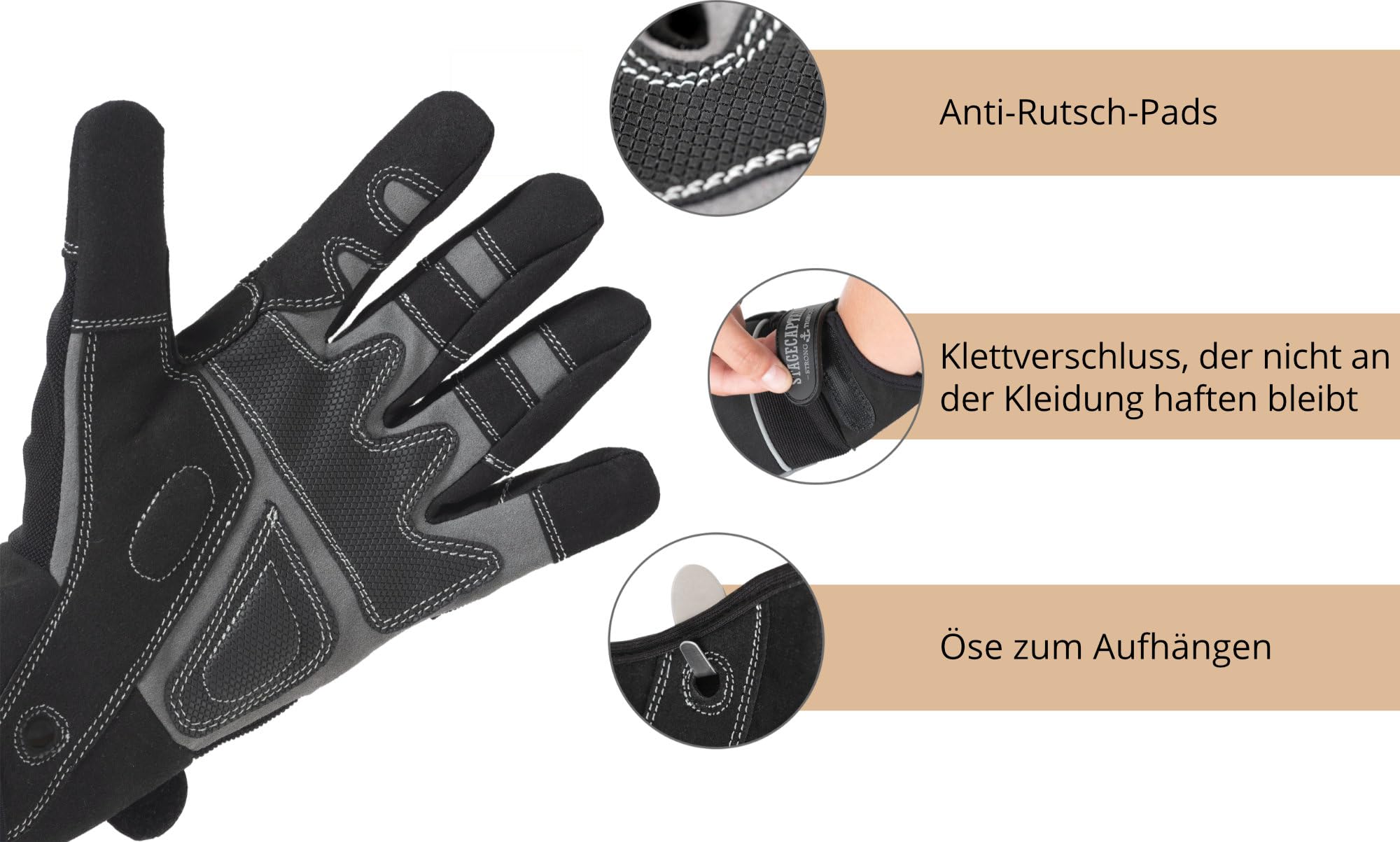 Stagecaptain Juego de 5 pares RGL-5F Rigger guantes de trabajo talla L