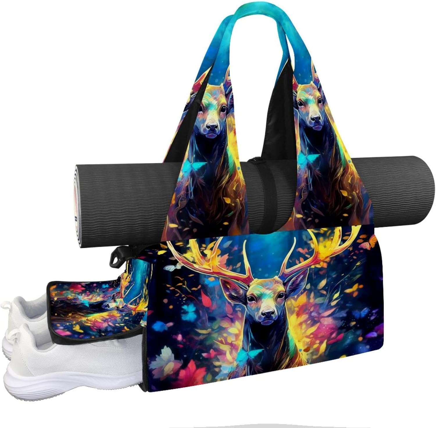 Gym Bag for Women, Otter Yoga Mat Bag with Shoe Compartment, Sport Yoga Gym Bag with Yoga Strap, Carryall Yoga Tote Bag