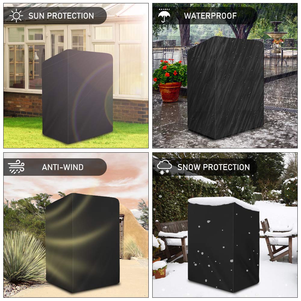 Funda Protectora para Sillón de Playa, Cubierta Sillón de Playa de 420D Oxford, Funda Impermeable Cubierta para Silla de Playa de Mimbre, Protección UV Transpirable - 135 x 105 x 175/140 cm (Negro)