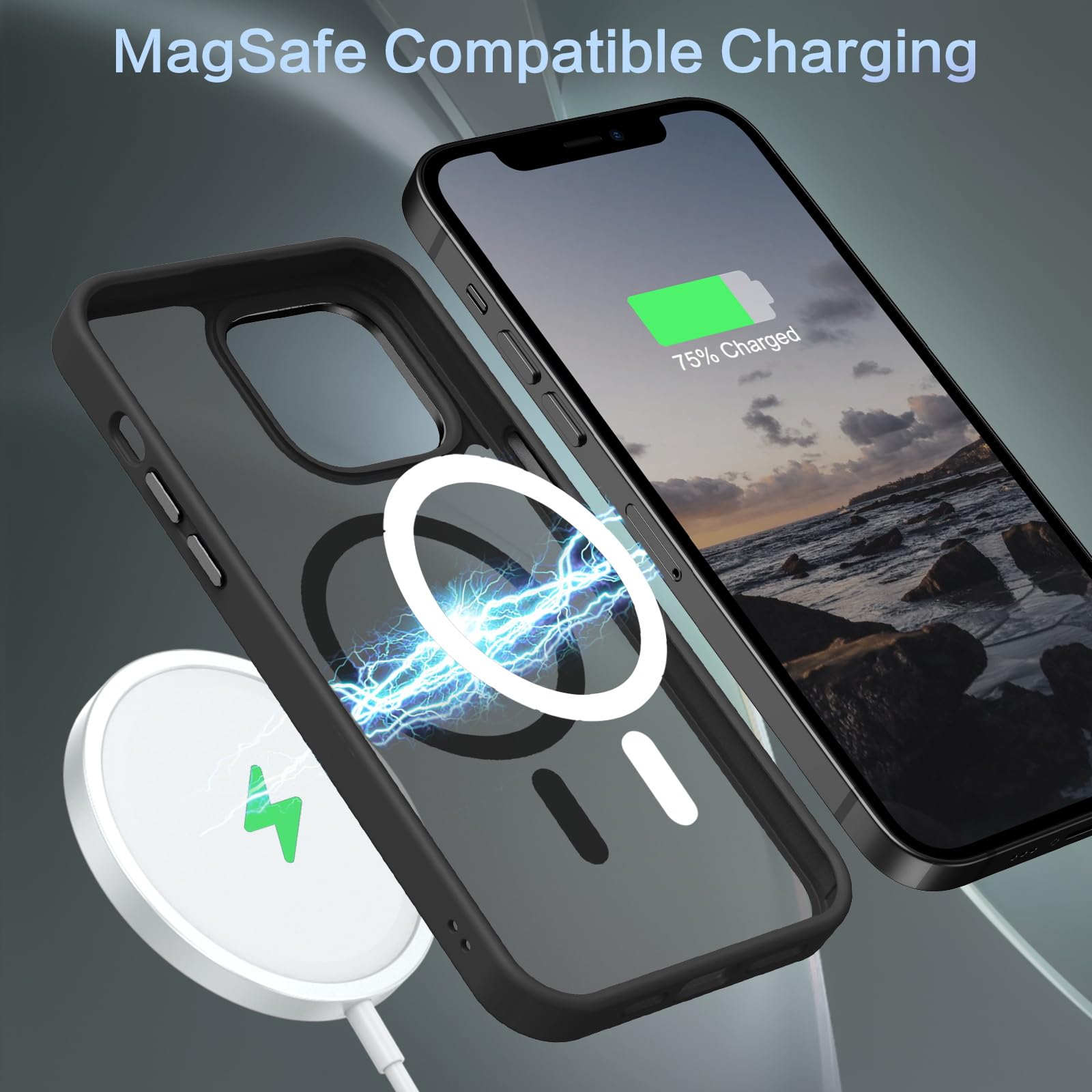 GaoBao Cover Magnetica per iPhone 12/iPhone 12 Pro, [Compatibile con MagSafe] Custodia Traslucida Opaca Protettiva Sottile Antiurto Retro Resistente Anti-Scivolo Case per iPhone 12/12 Pro, Rosa Caldo
