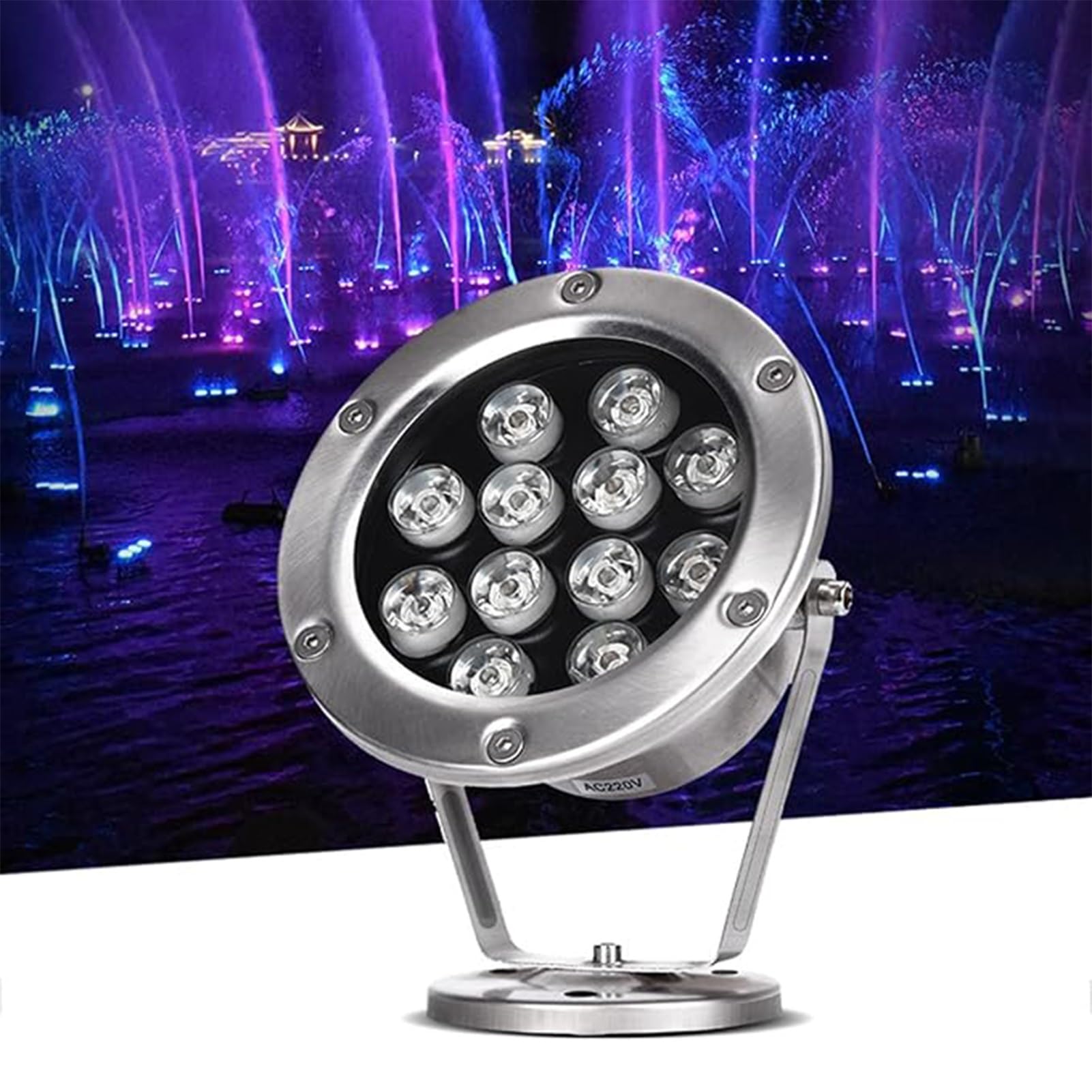 QICBYING Underwater Pond Light - Submersible LED Lamps, Low Voltage 24V IP68 Waterproof LED Pool Stainless Steel Spotlight, For Waterfall Parks Fountain Landscape Lighting(Yellow,15w)