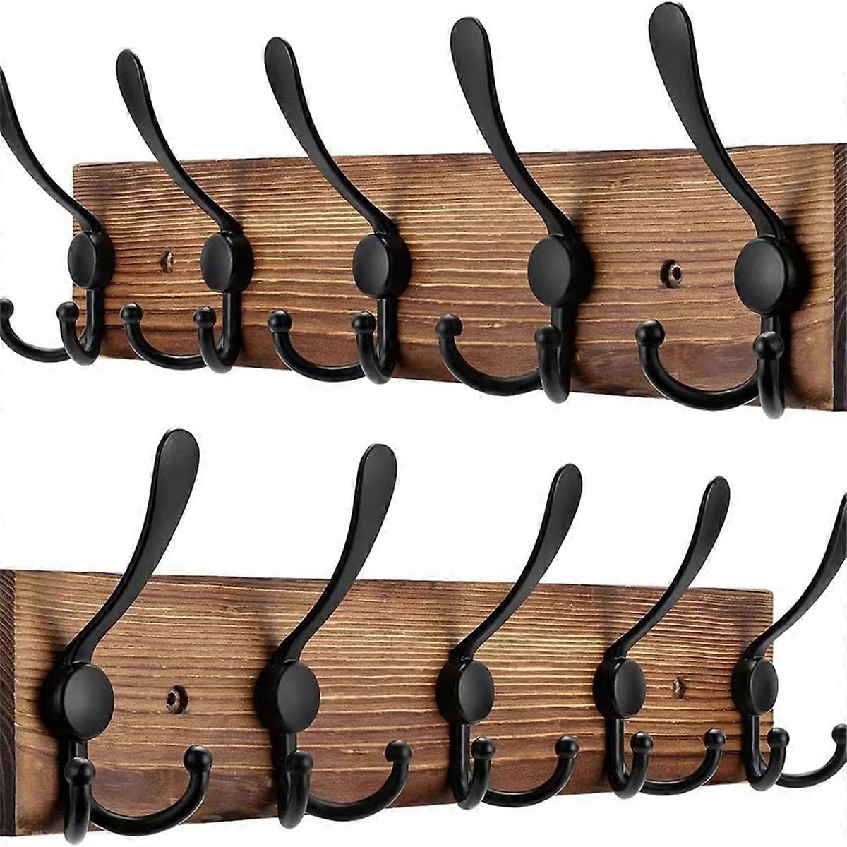 JOYHAPPST 2 Pack Coat Rack Wall Mount 16.8" Rustic Hat Rack Coat Wall Mount Farmhouse Wall Hooks for Hanging Coat, Bags, Towels
