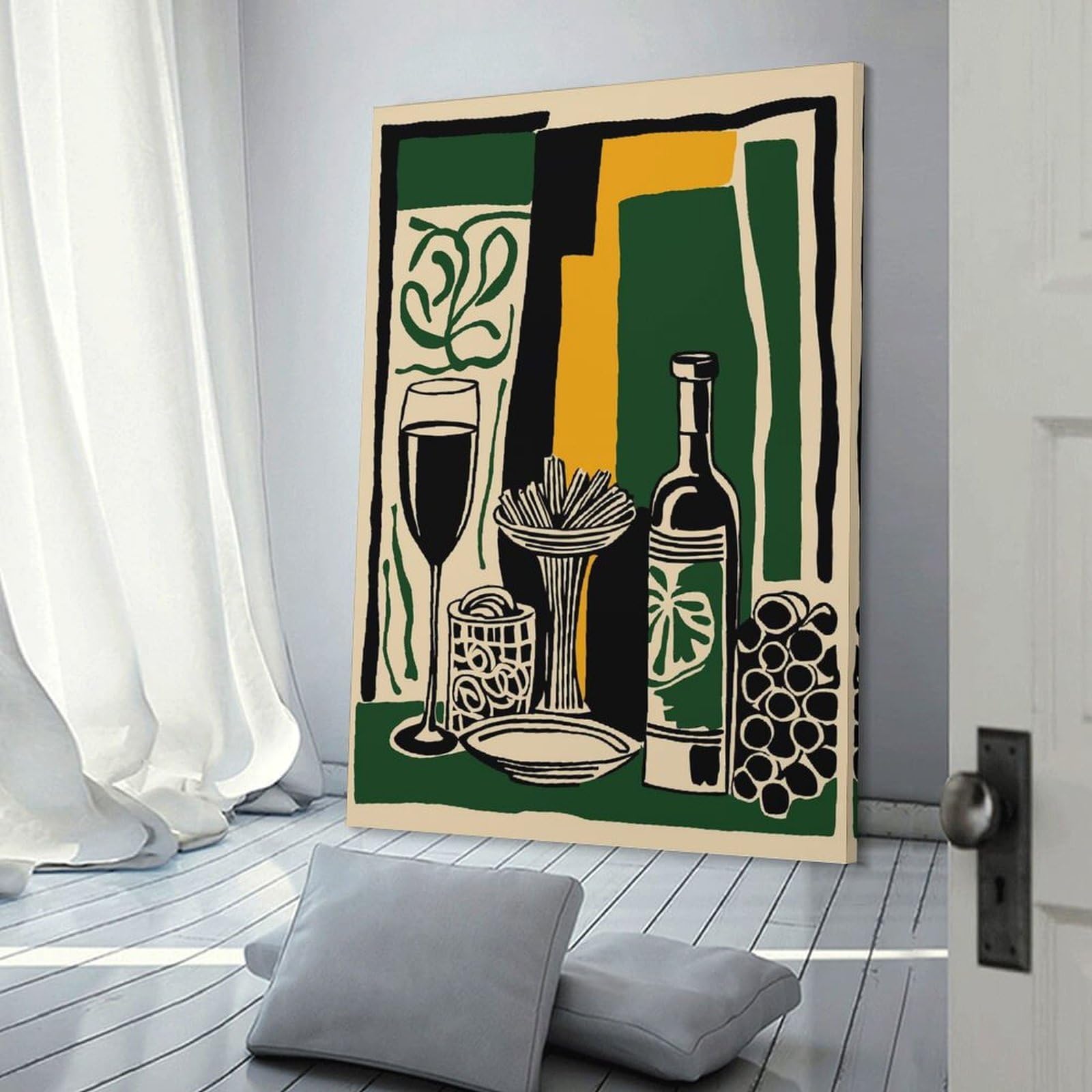 Junmoney Frame-Style-13 Wall Decor Canvas Print Abstract Still Life With Wine, 20X30inch(50X75cm), For Sofa Walls, Lounge Or Home Corners, Modern Wall Decor For Cosy Interiors
