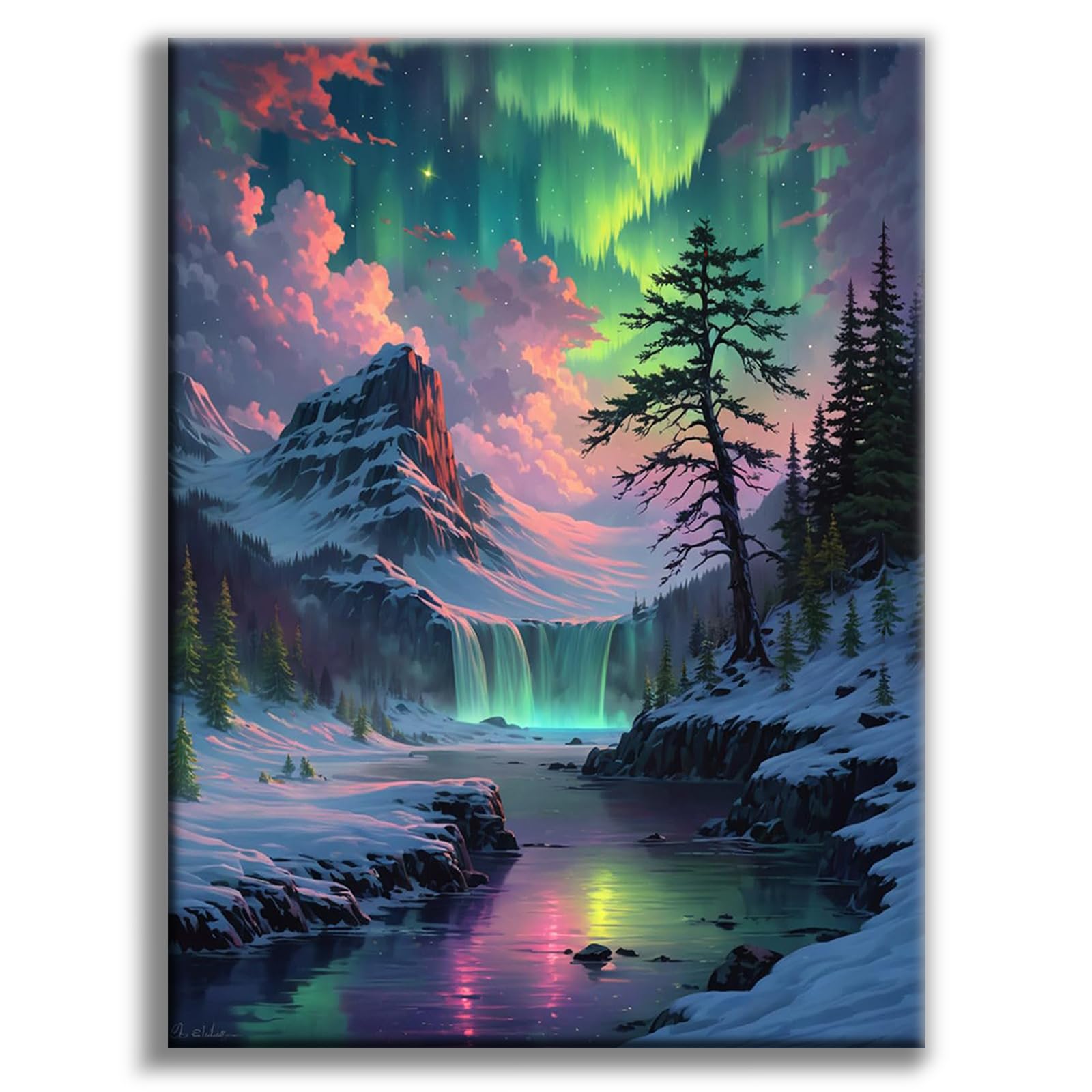 Diamond Painting Erwachsene Aurora, Polarlicht 5D Diamond Painting Bilder, Landschaft Diamant-malerei Erwachsene, Natur Diamantmalerei-set für Geschenk, zur Entspannung und als Wanddeko 30x40 cm