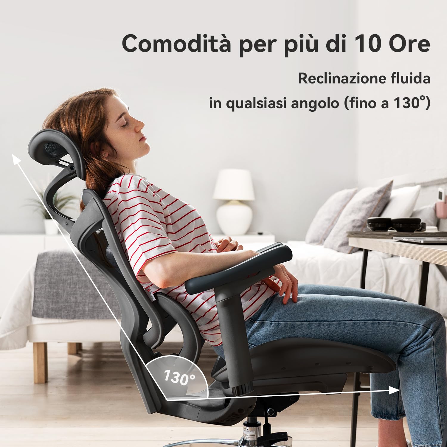 SIHOO Doro C300 Sedia Ufficio Ergonomica con Braccioli Ultra Morbidi in 3D, Supporto Lombare Dinamico per Sedia scrivania a Casa, Sedia da Scrivania con Schienale Regolabile,2 confezioni(Nero)