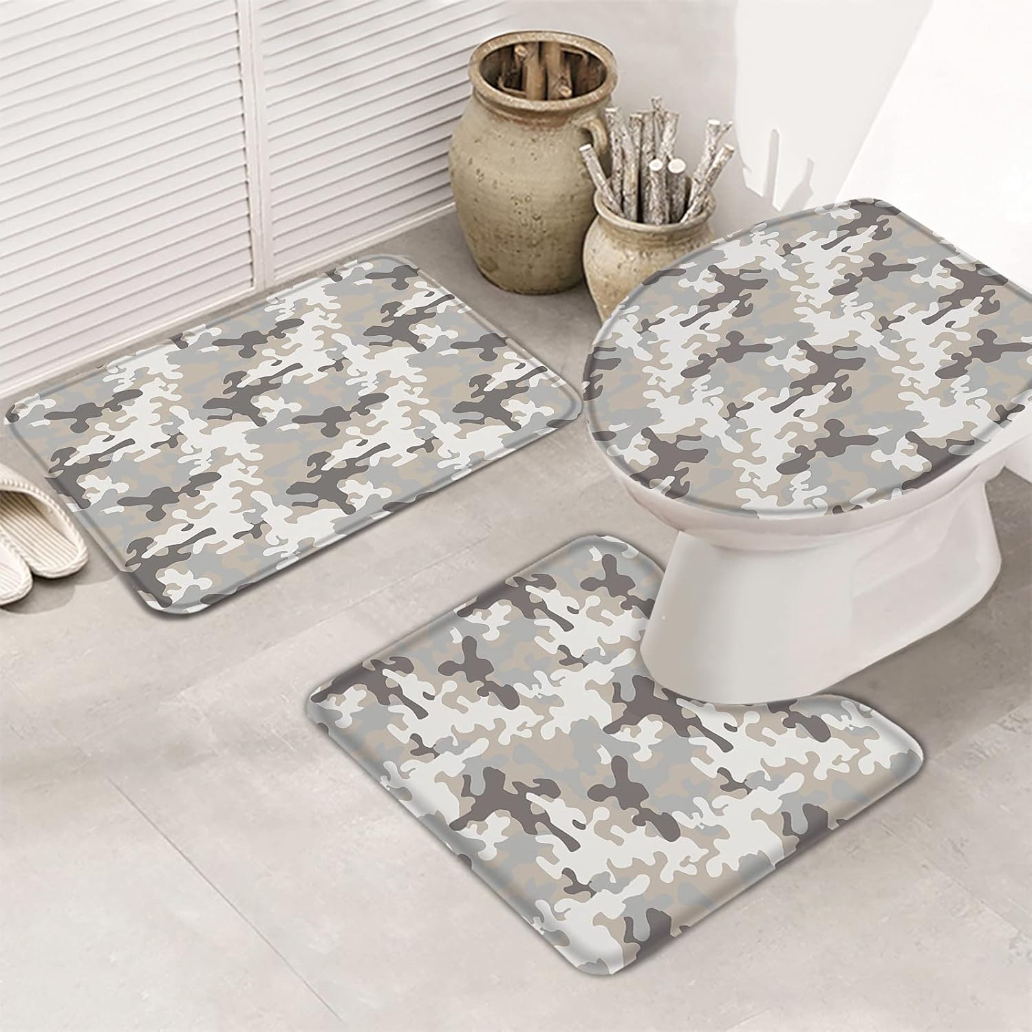 Bath Mat 3 Piece Bathroom Rug Sets, Abstract Color Outdoor