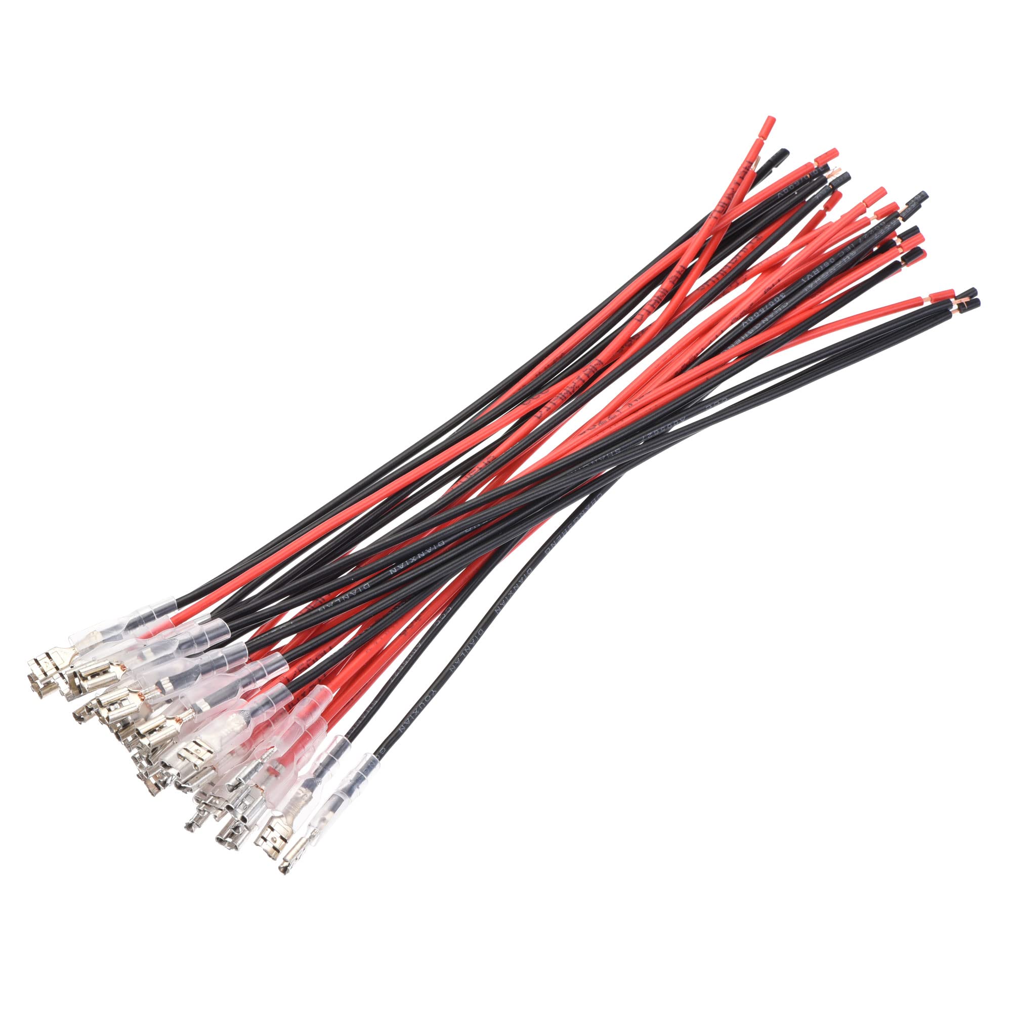 sourcing map Female Spade Crimp Terminal 4.8mm with Insulating Sleeve 20cm 20 AWG Wire Red Black Assortment Kit for Lamp Switch, Set of 15