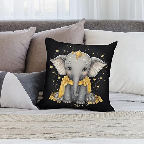 Miniatura 7 de Fundas de cojín cuadradas suaves de elefante amarillo y gris de 16 x 16 pulgadas, cojines decorativos para sala para el hogar, sofá, patio,