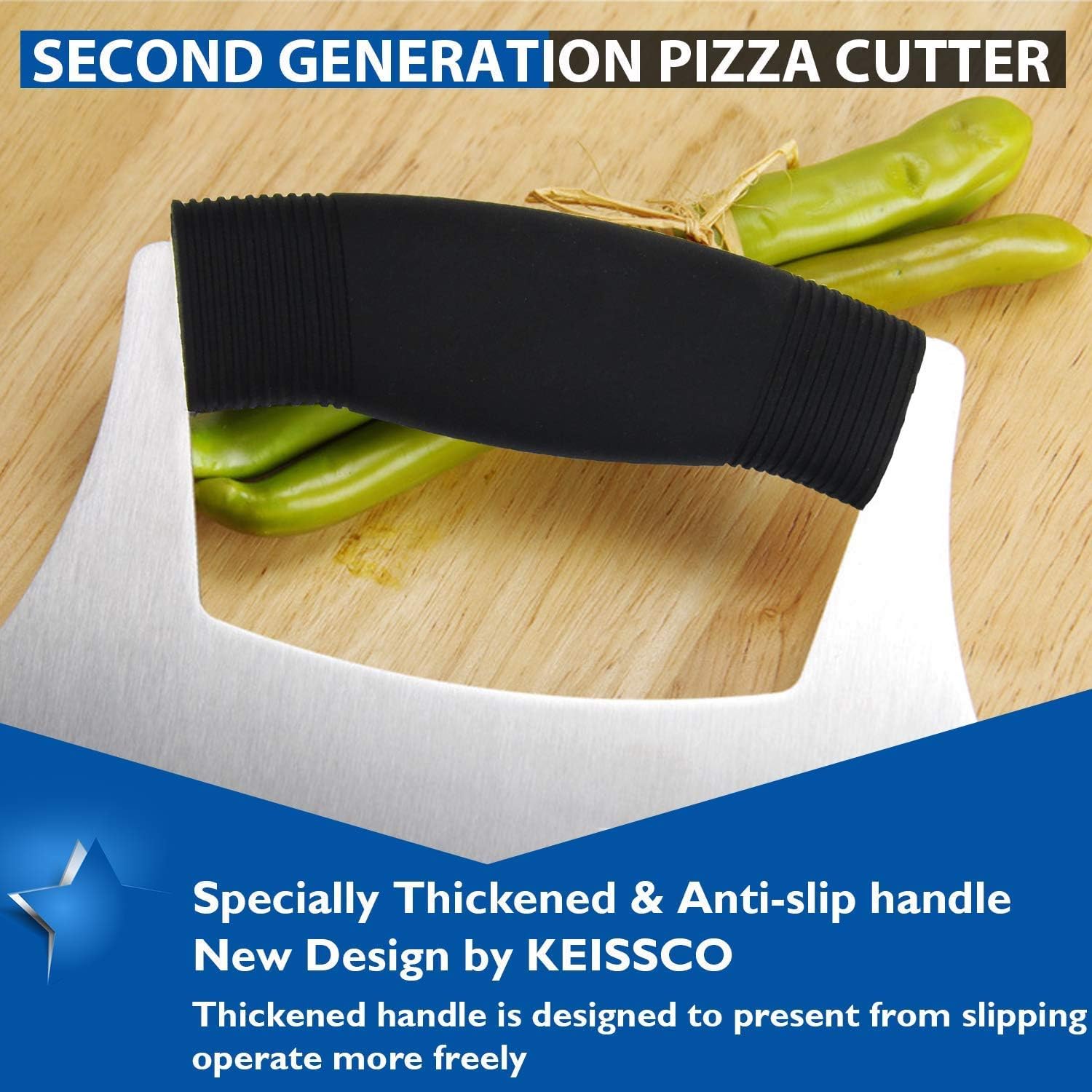 NILKANTH Stainless Steel Rocker Pizza Cutter & Salad Chopper Knife with Protective Cover | Sharp Multipurpose Kitchen Slicer for Pizza, Vegetables & Herbs