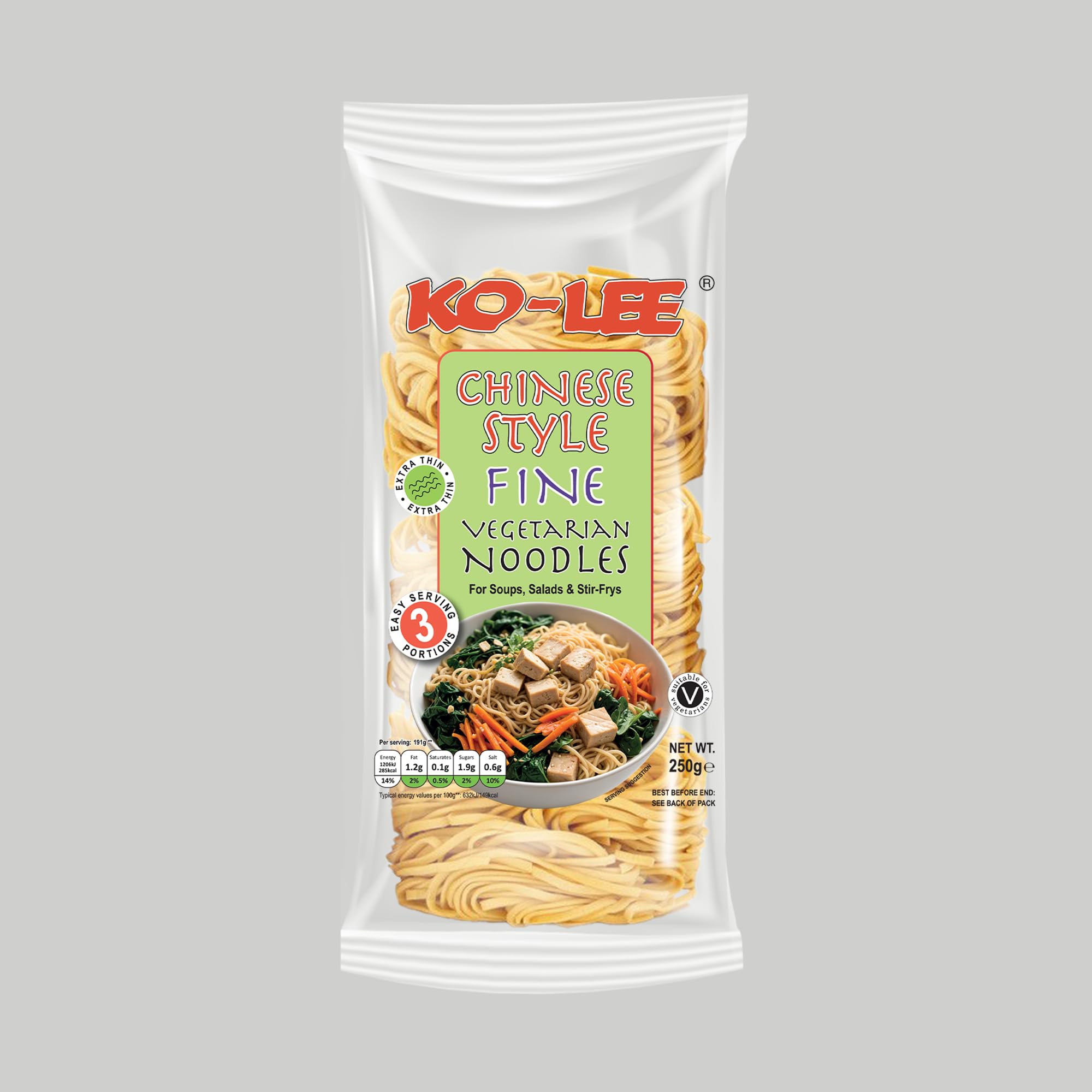 KOLEE Chinese Style Fine Vegetarian Noodles | Made with Premium Durum Wheat | Noodles That Inspire (Pack of 12)