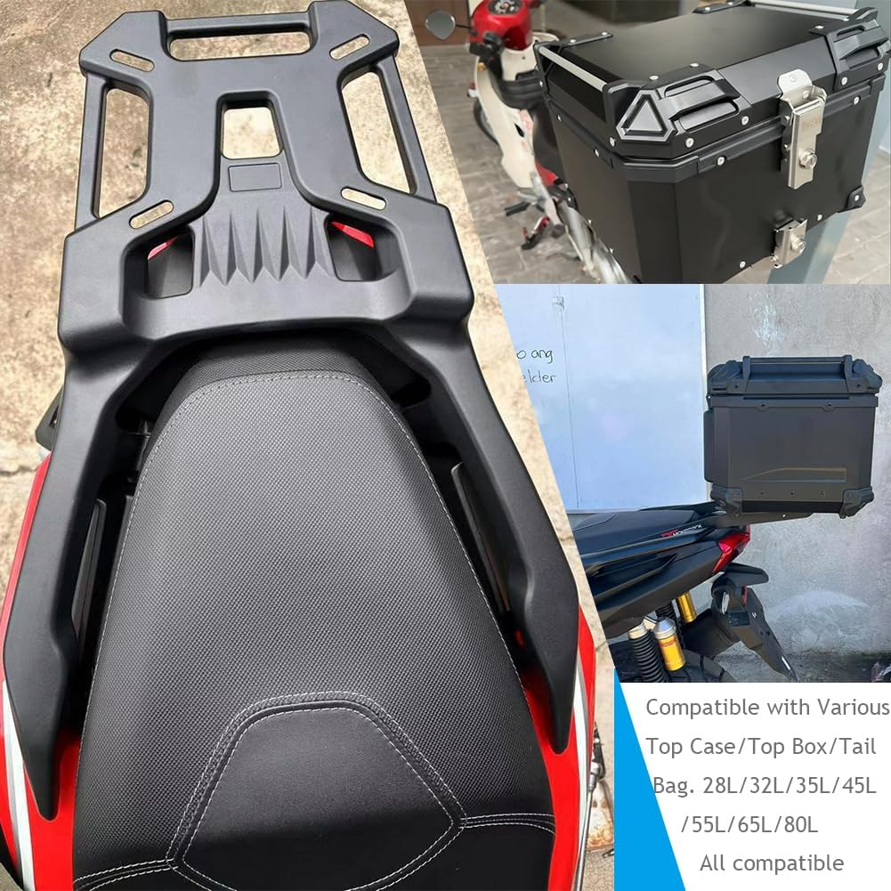 Motorcycle Rear Luggage Storage Racks Extended Shelf for ADV160 ADV 160 ADV-160 2023 2024 2025 2026, Aluminum Trunk Top Box Carrier Bracket Plate Kit Rear Cargo Saddlebag Support Holder (No.2)
