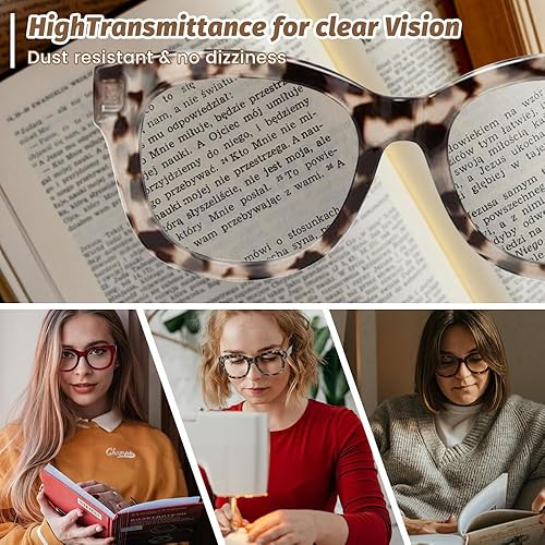 Miniatura 5 de JiSoo Gafas de lectura de gran tamaño para mujeres y hombres, elegantes lentes de diseño para mujeres con marco grande