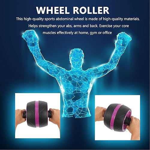 Miniatura 8 de DECHOUS Rueda de rodillo de abdominales para gimnasio en casa, equipo de entrenamiento de fuerza de retorno automático para hombres y mujeres, mango