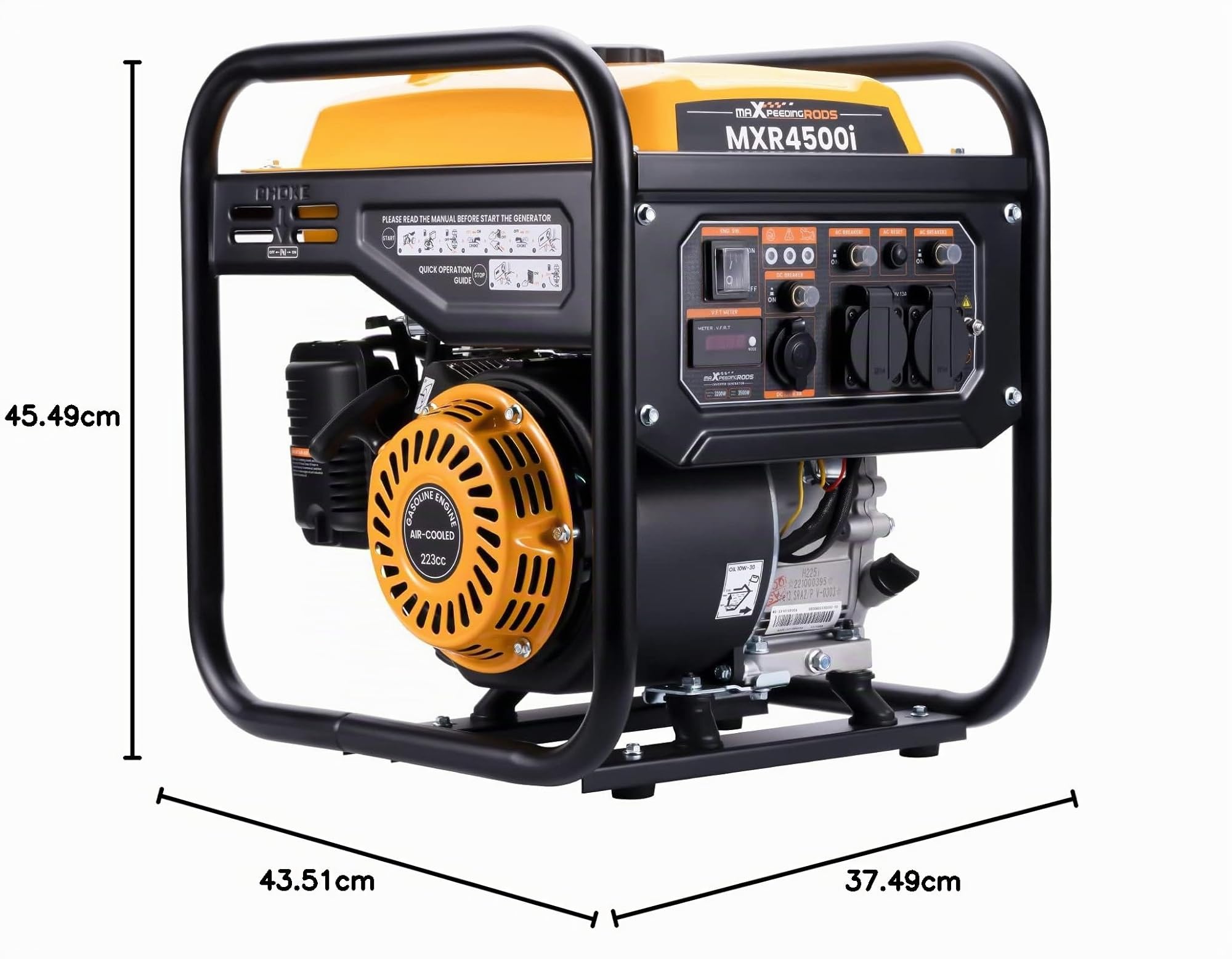 maXpeedingrods Générateur d'onduleur portable 3500 W à 4 temps à onde sinusoïdale pure pour camping, camping-car, voyage, maison ou chantiers