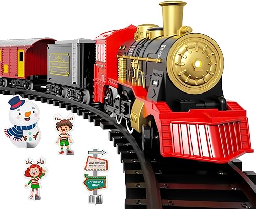 Miniatura 1 de Juego de tren eléctrico para niños, 43 piezas de juguetes clásicos de tren para niños y niñas, motor de locomotora de vapor, luces y sonido, pistas,