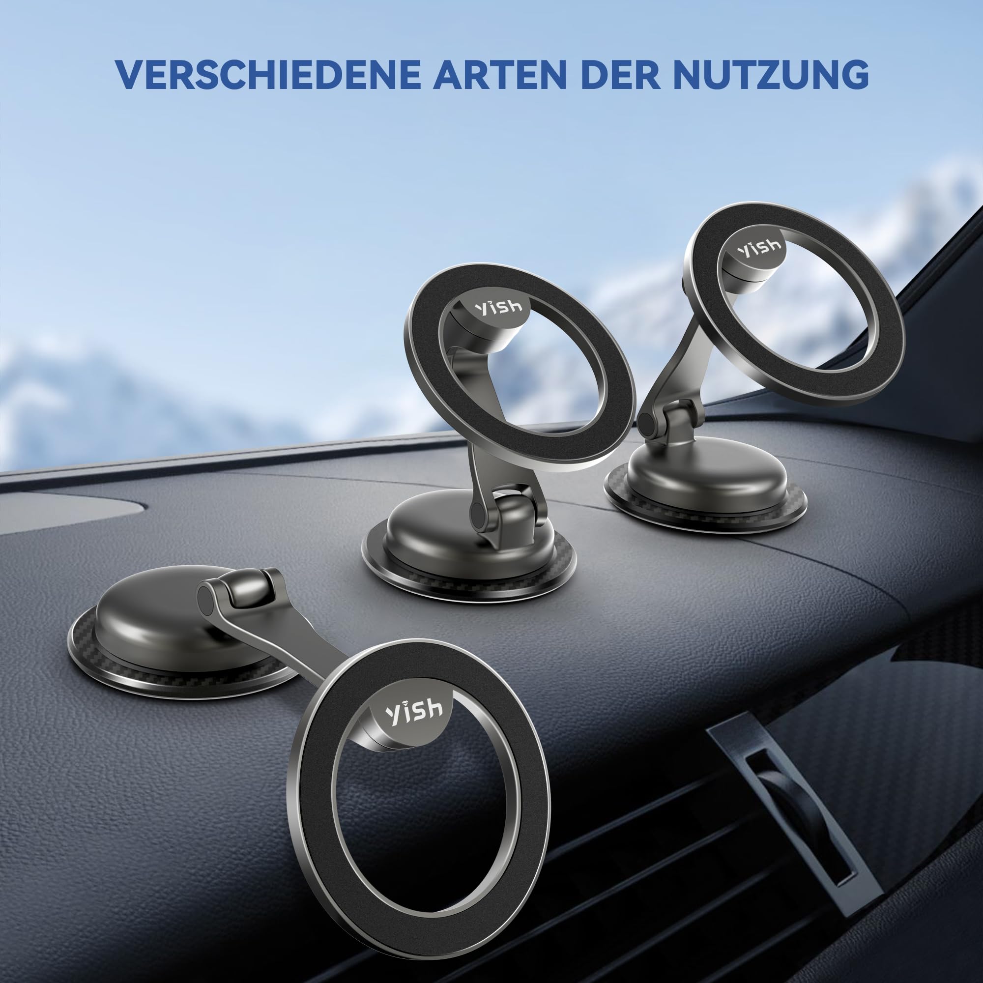 YISH Magnet Handyhalterung Auto Magnetic Autohalterung：Smartphone Halterung Auto Magnetic Car Mount, 360° Drehung Handyhalter Auto Magnet für iPhone 16 15 14 13 12 Pro Max Plus