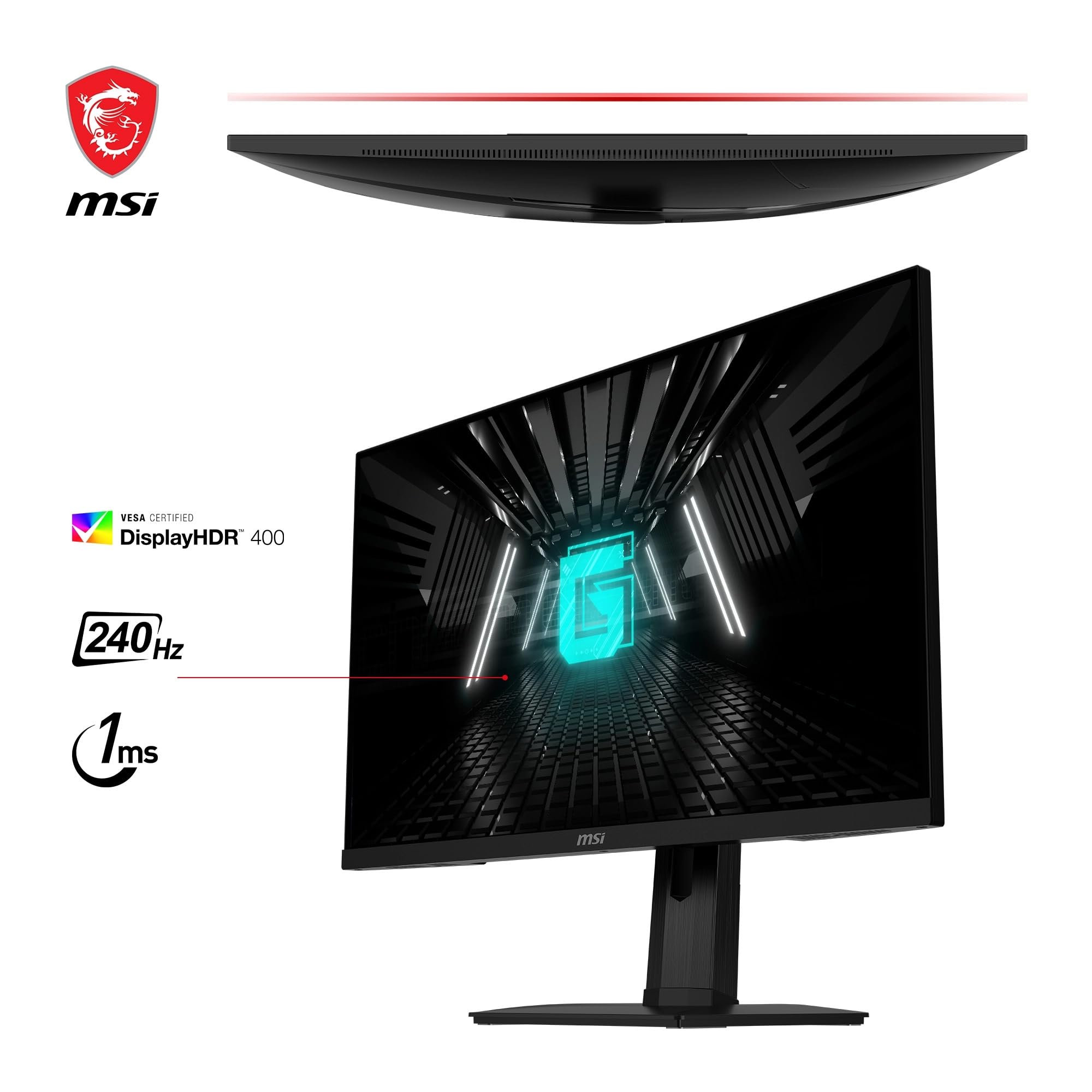 MSI G274QPX Monitor Gaming da 27" WQHD - Pannello Rapid IPS (2560 x 1440), 240 Hz / 1ms GtG, Gamut di Colori 98% DCI-P3, HDR 400, Type-C PD 65W, Compatibile con G-SYNC - DP 1.4a, HDMI 2.0b CEC