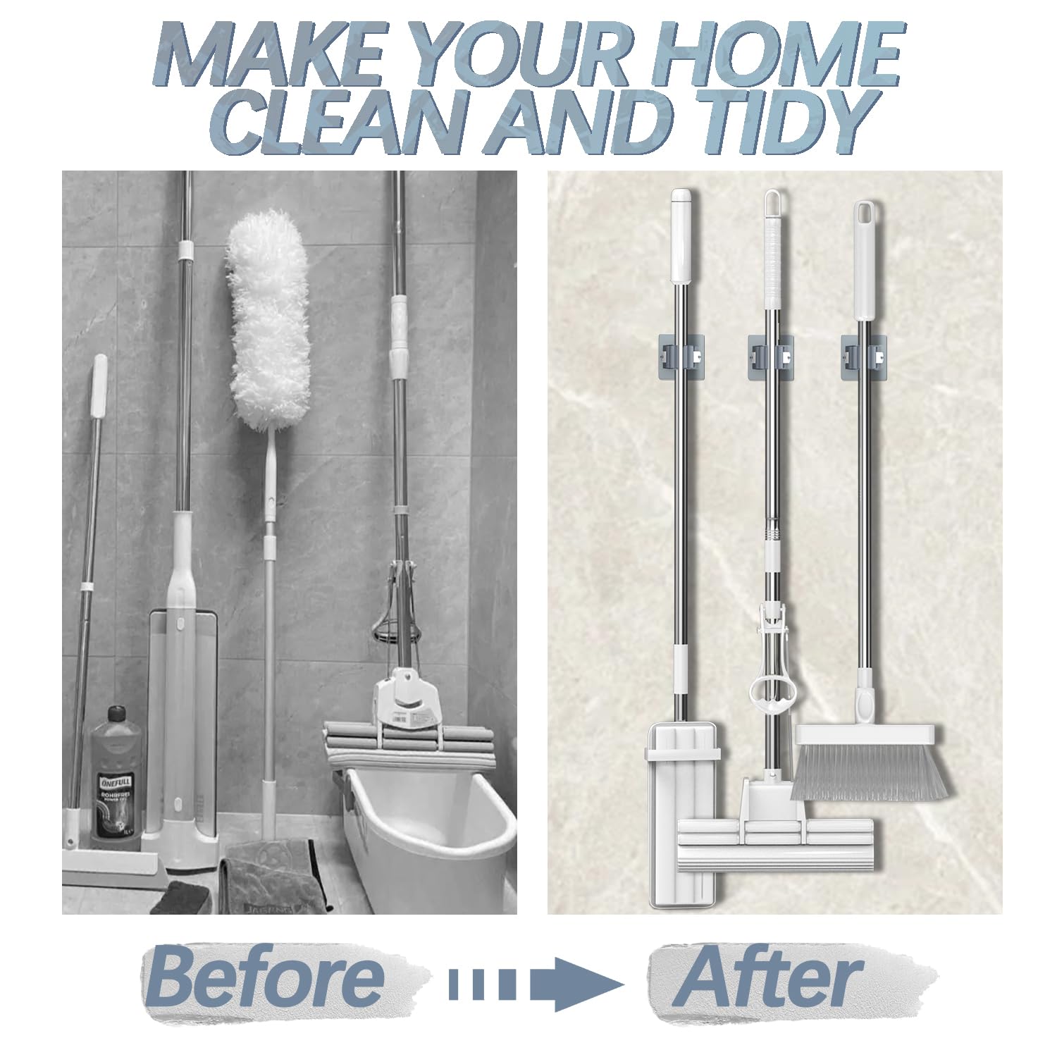 3-H Broom Holder - Wall Mount (8 Pack) -4 3-H Broom Holder - Wall Mount (8 Pack) -4