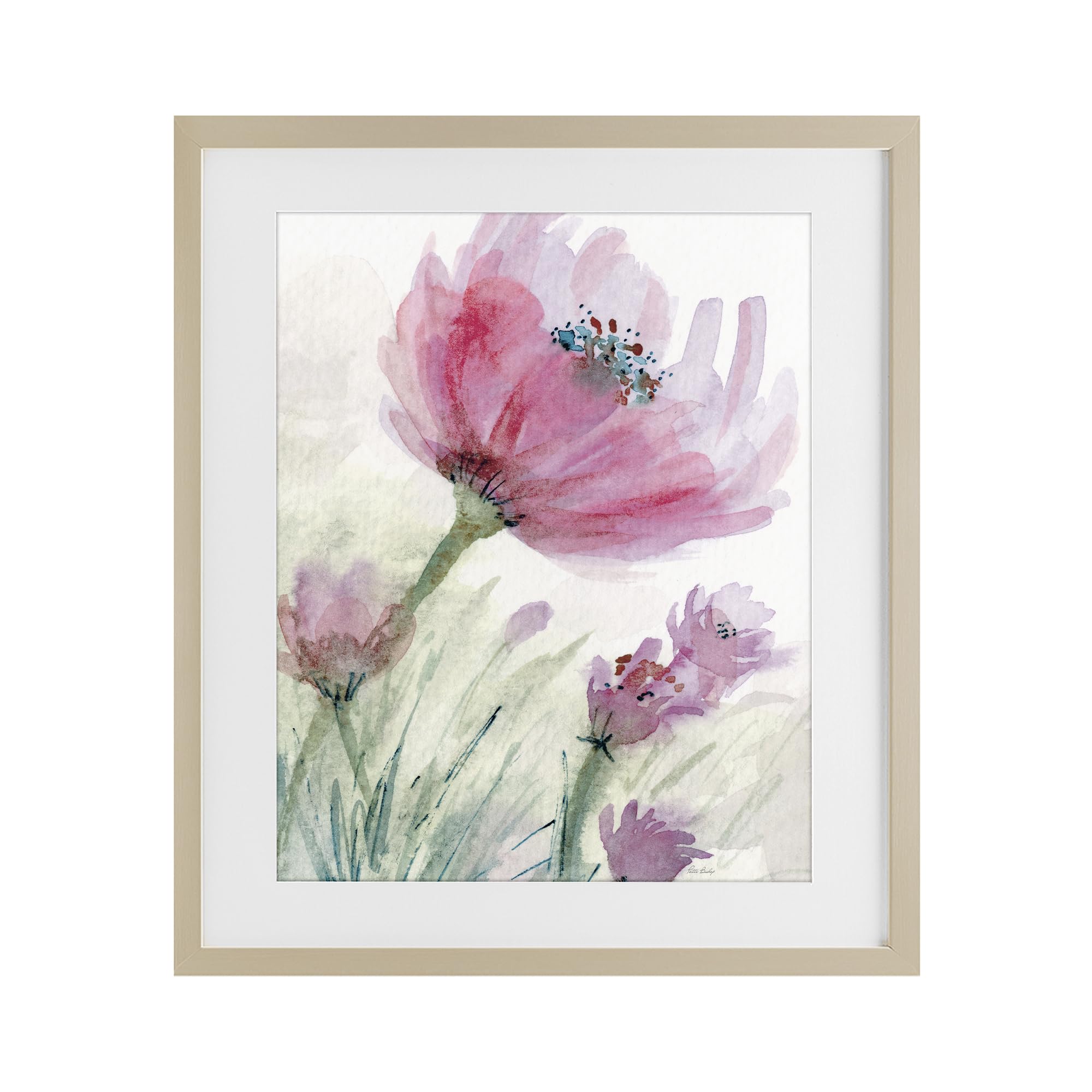 Stupell Industries 'Pink Flower & Speckled Stamen', Framed Print Under Glass, Brown, 13 x 16 Inches, Easy to Hang and Sturdy, Made in USA, by Patti Bishop