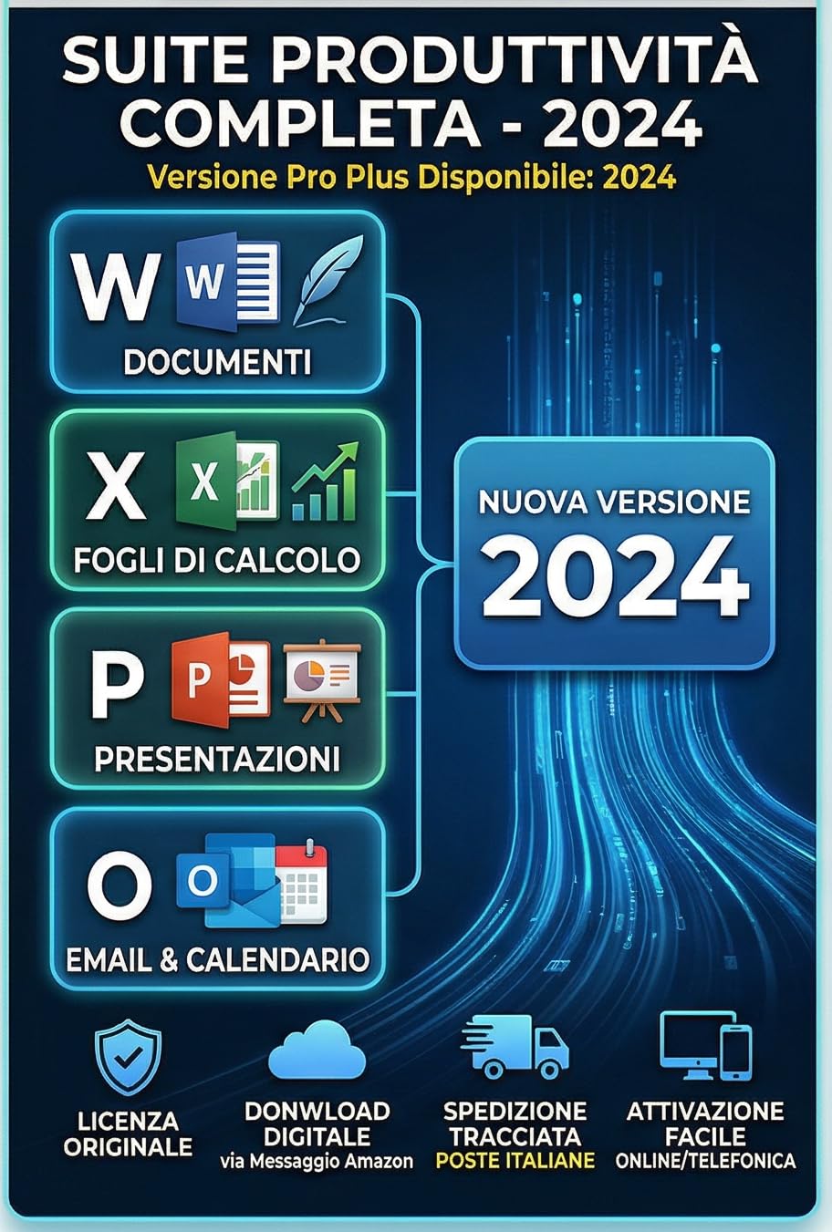Suite MS_OeziGHEice_2024_Profeional_Plu - Licencia digital - Activación en línea o telefónica - Compatible Windows - Entrega digital en los mensajes Amazon + Envío cartecea con correos italianos